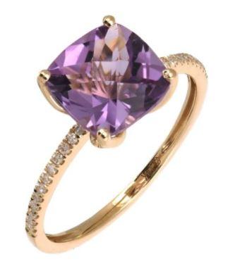 14 KARAT GOLD DIAMOND AND AMETHYST RING