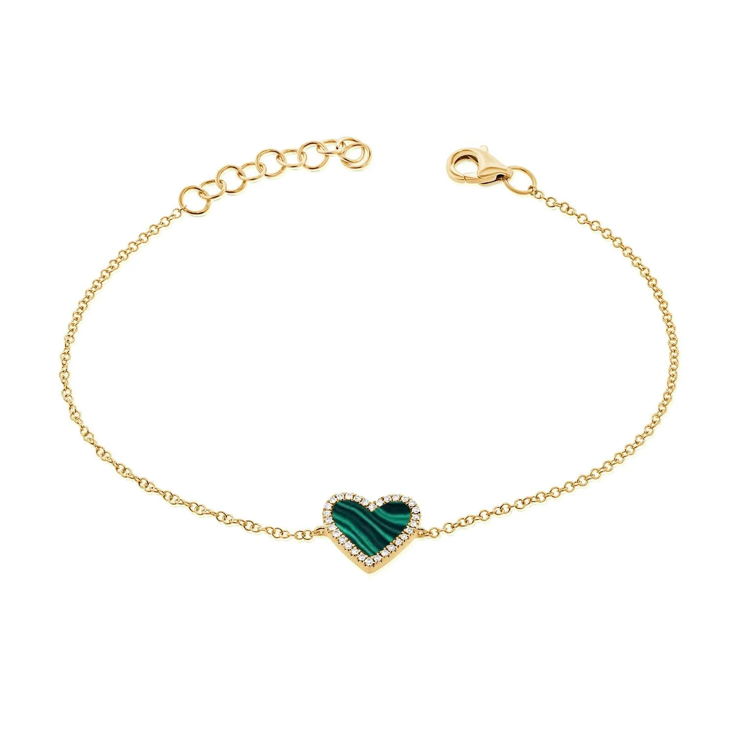 14 KARAT GOLD DIAMOND AND MALACHITE BRACELET - Image 2