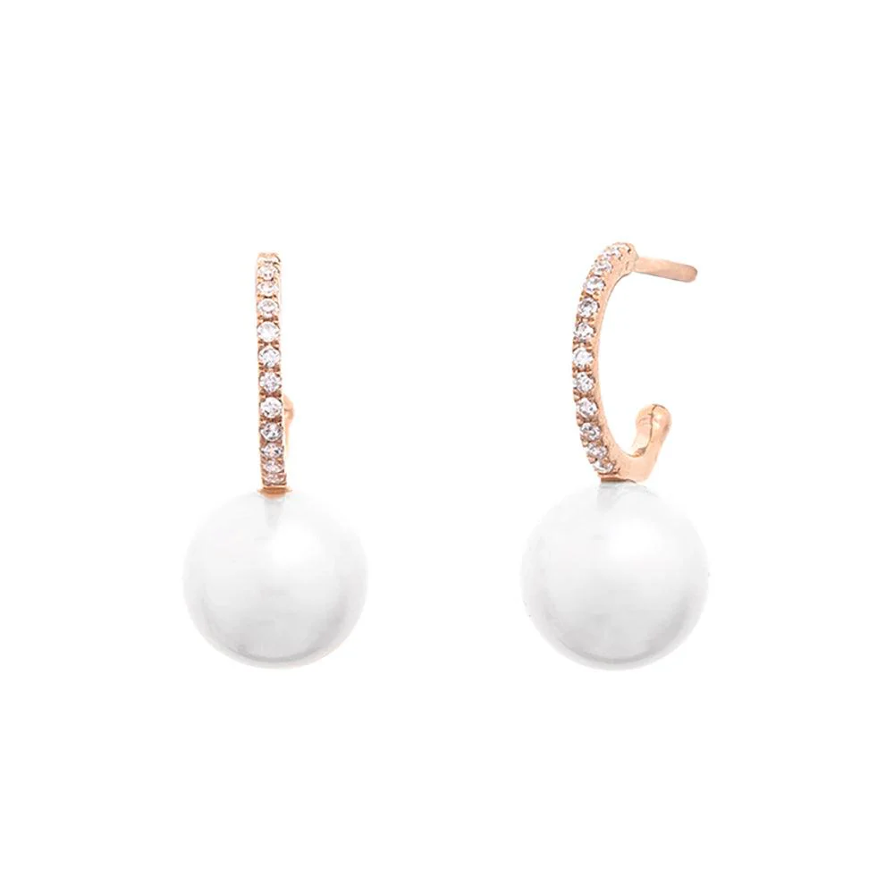 14k Gold Diamond and Peral Earrings