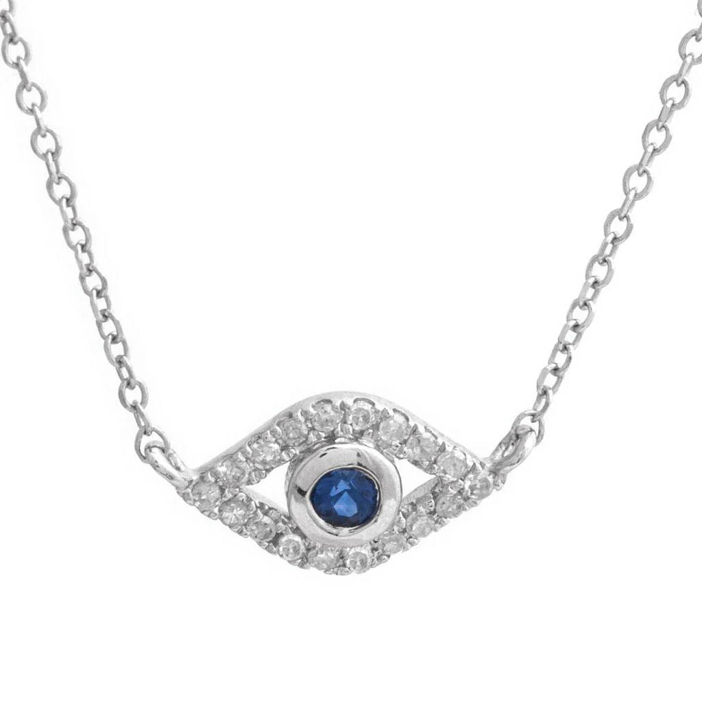 14-karat gold Sapphire and Diamond Evil Eye Necklace