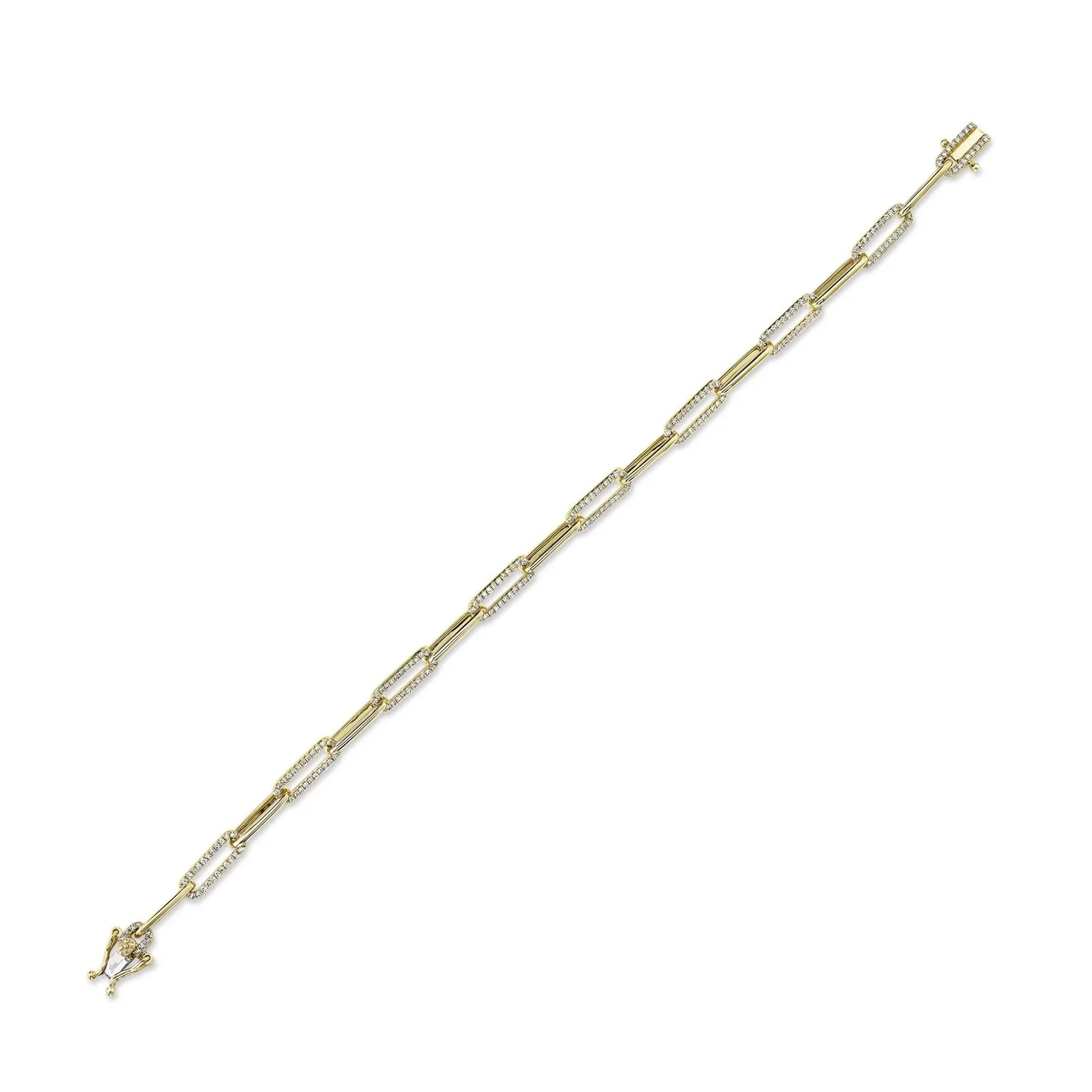14K Yellow Gold Link Bracelet with Inlaid Diamonds - Image 3