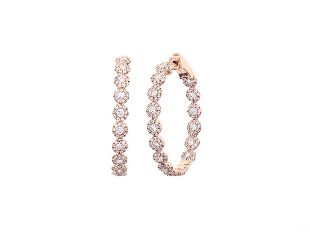 14k Gold Hoop Earrings with Diamond Accents