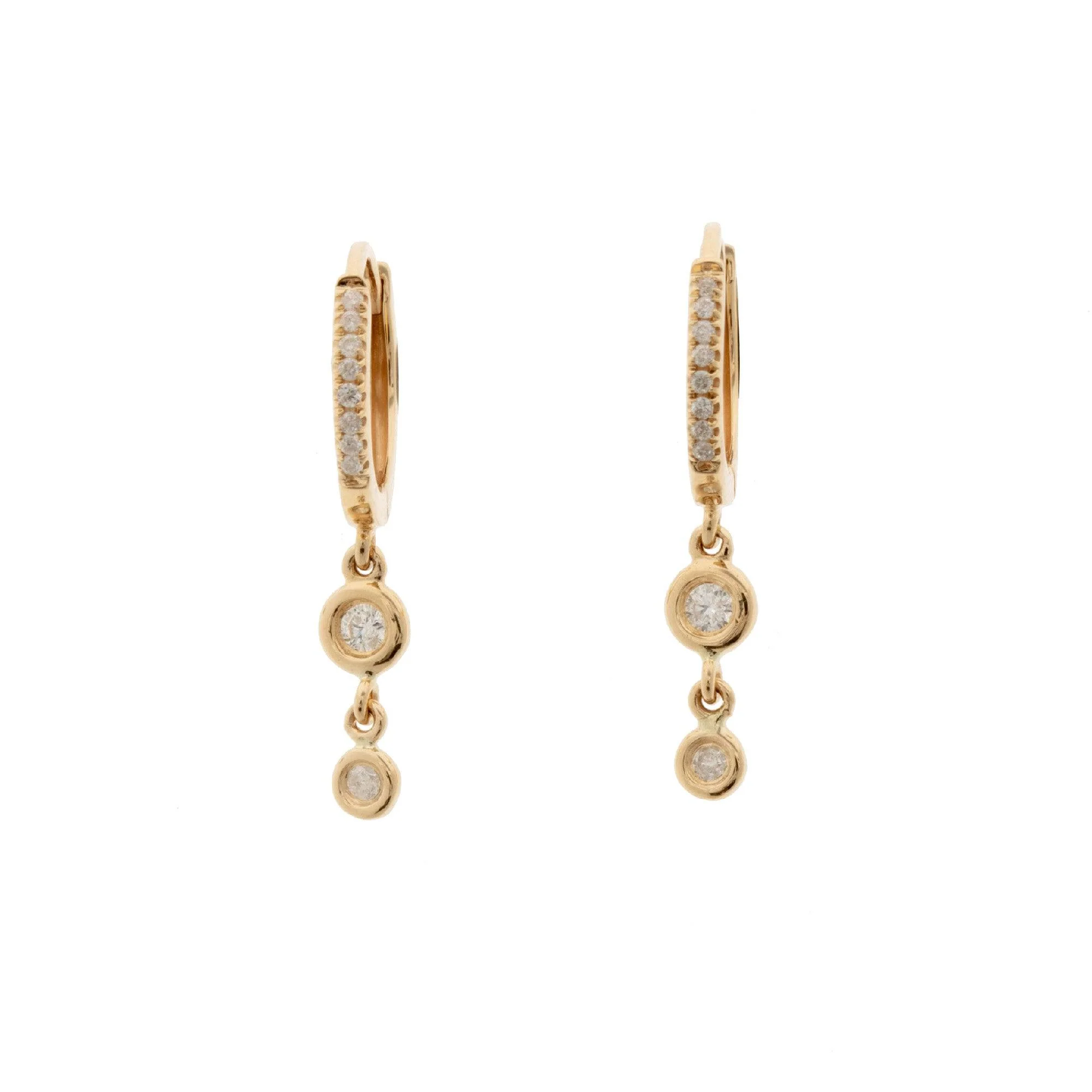 14k Gold Diamond Hoop Earrings