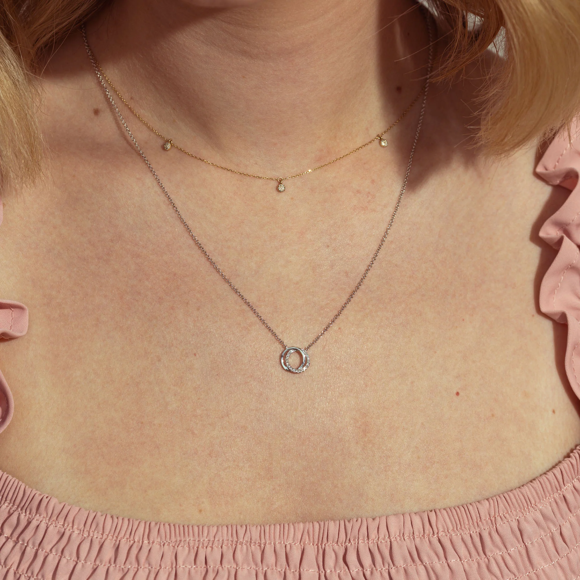 Diamond Love Knot Necklace in 14K White Gold - Image 2