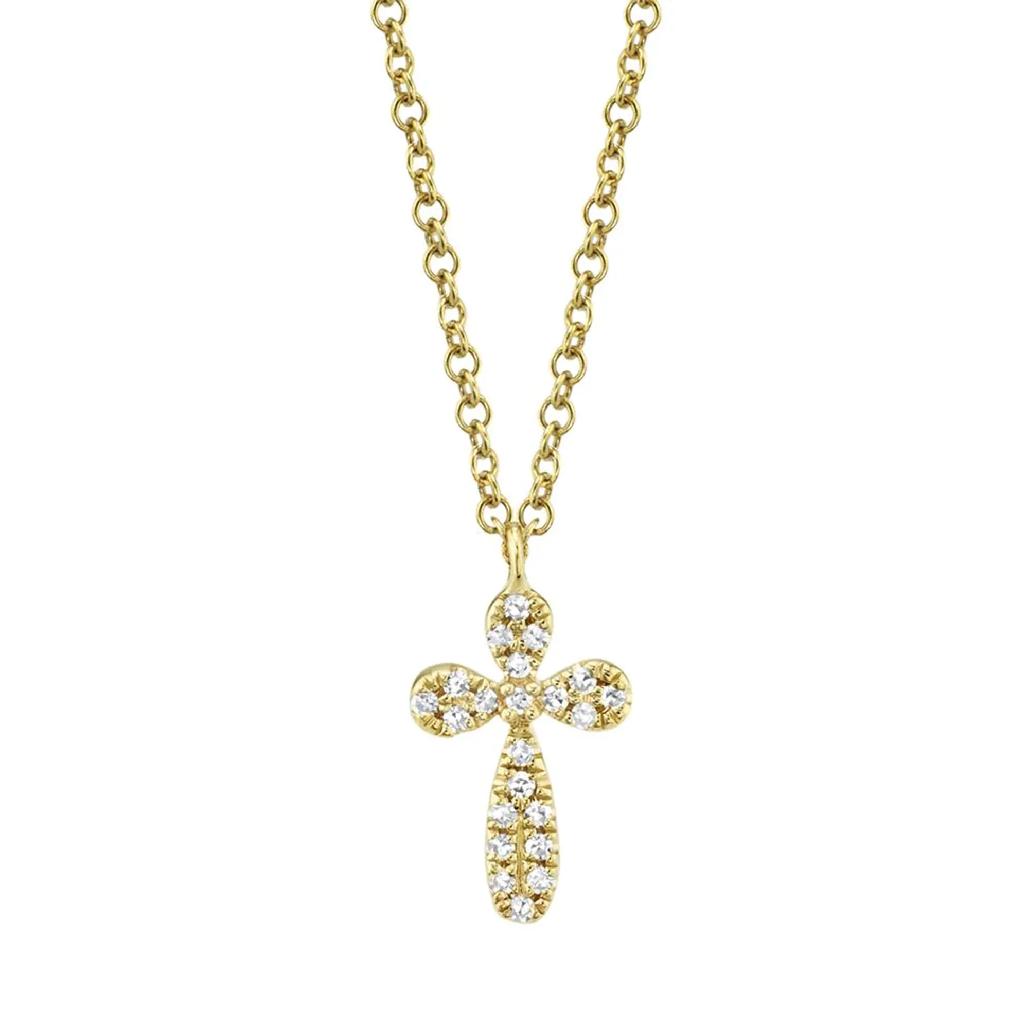 14k Gold Cross Diamond Necklace