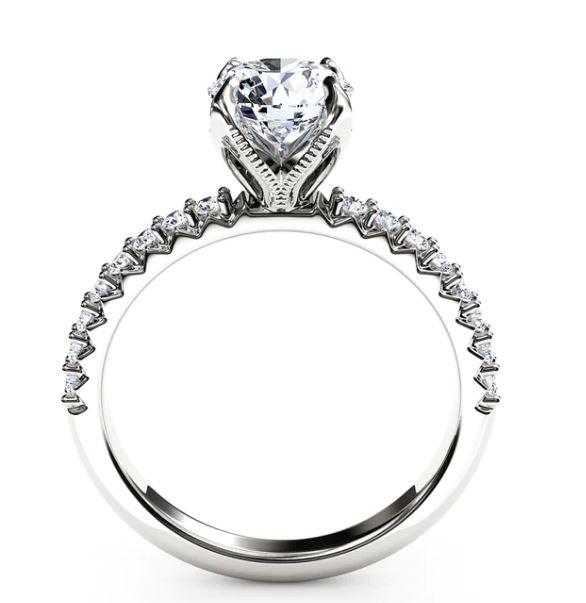 Round Diamond Tulip Head Shared Prong Mounting in 14K White Gold, 0.25cttw - Image 3