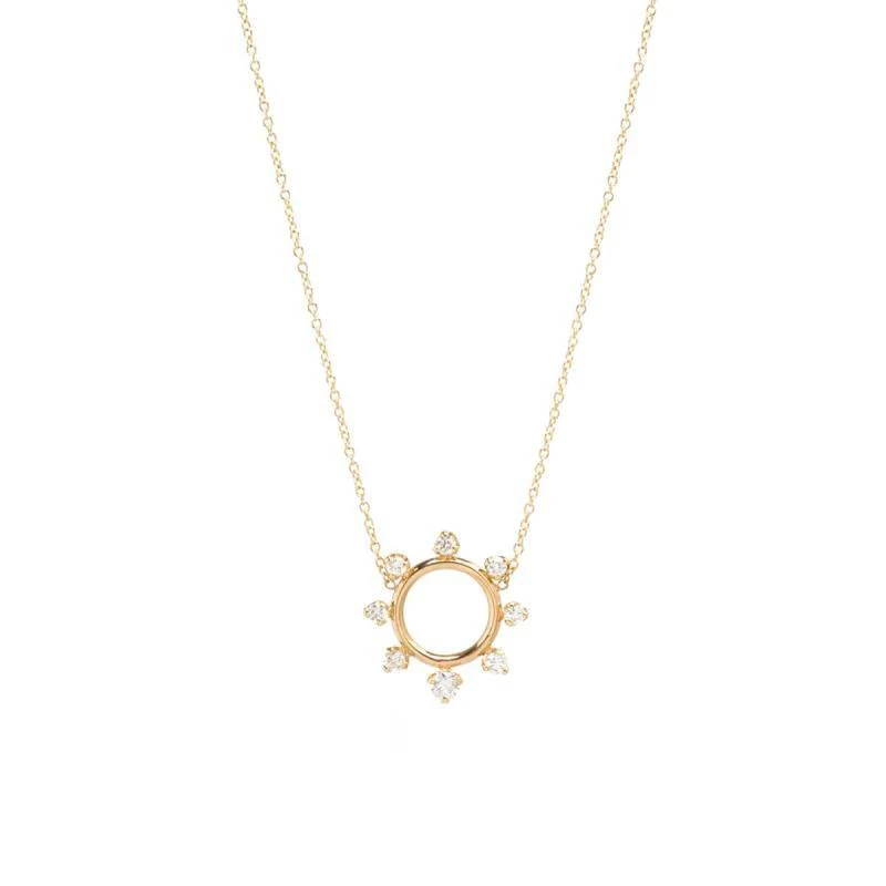 14 KARAT YELLOW GOLD CIRCLE DIAMOND PENDANT NECKLACE - Image 2