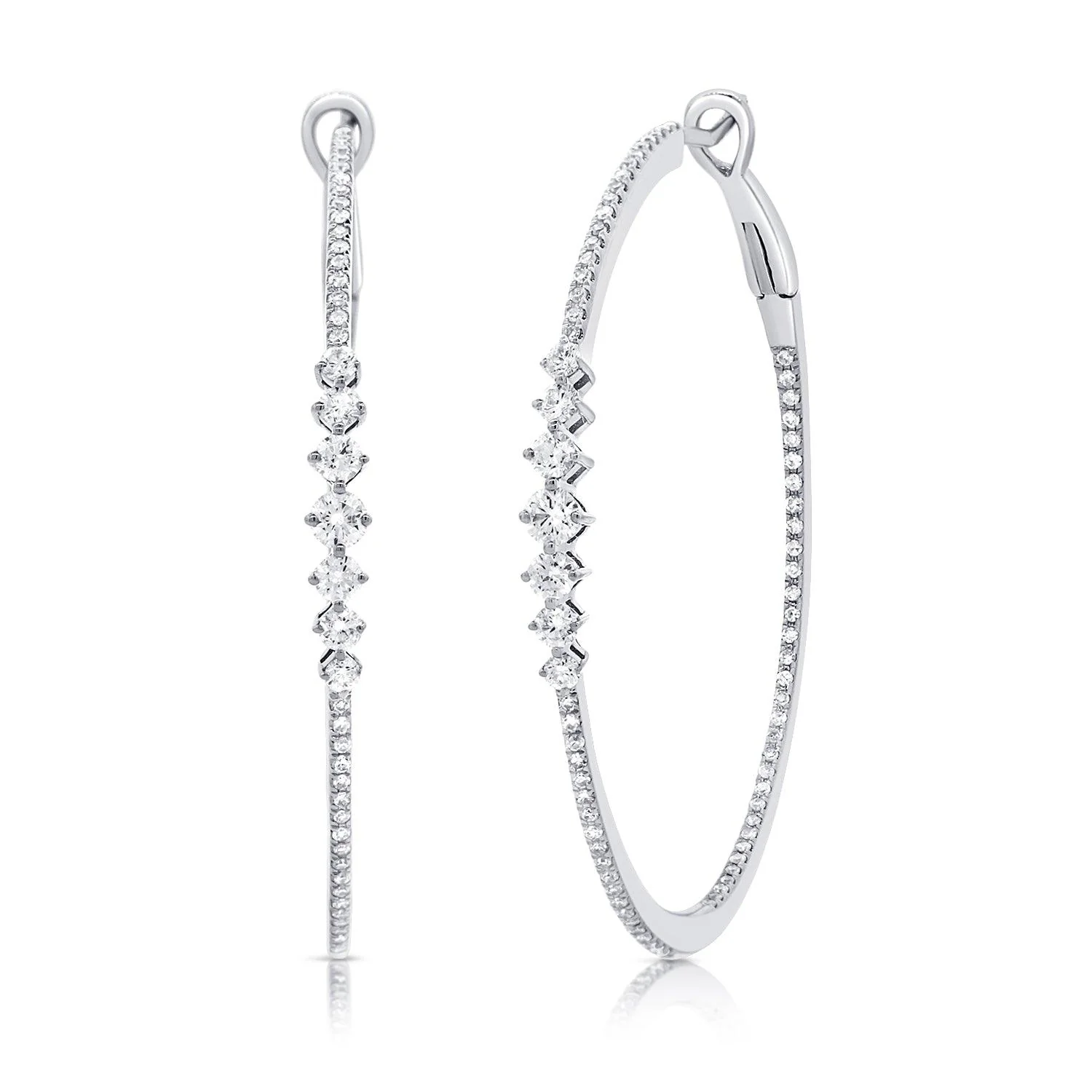 14K GOLD AND DIAMOND HOOP EARRINGS