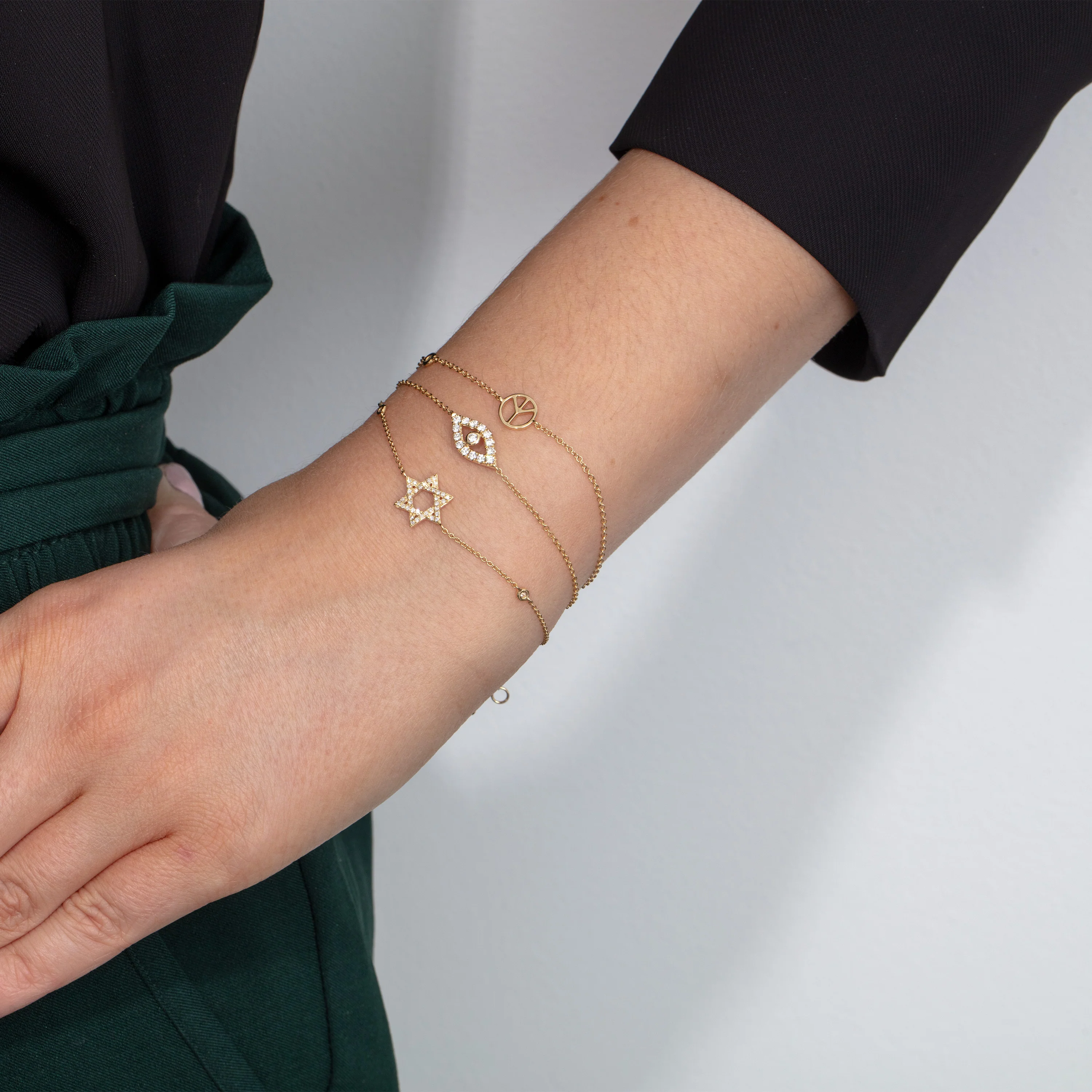 14K GOLD DIAMOND EVIL EYE BRACELET - Image 2