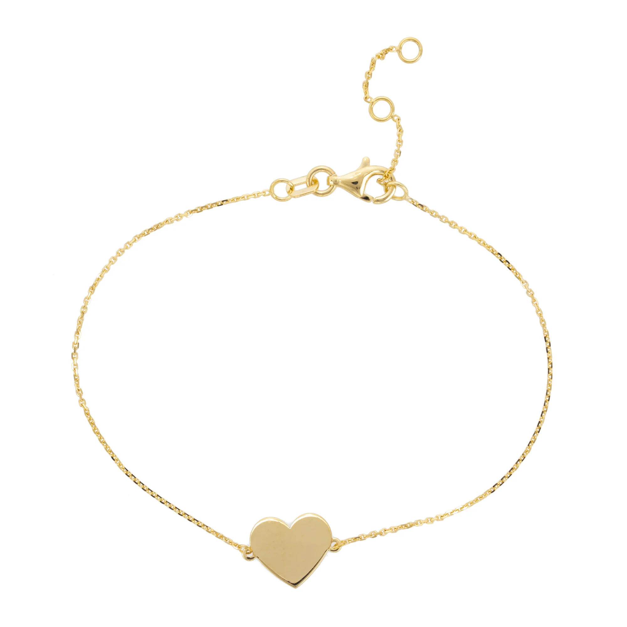 Engravable Heart Bracelet in 14K Yellow Gold