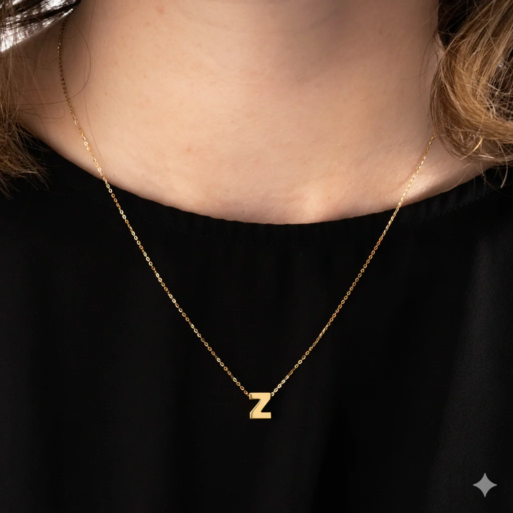 Initial 'Z' Necklace in 14K Yellow Gold - Image 2