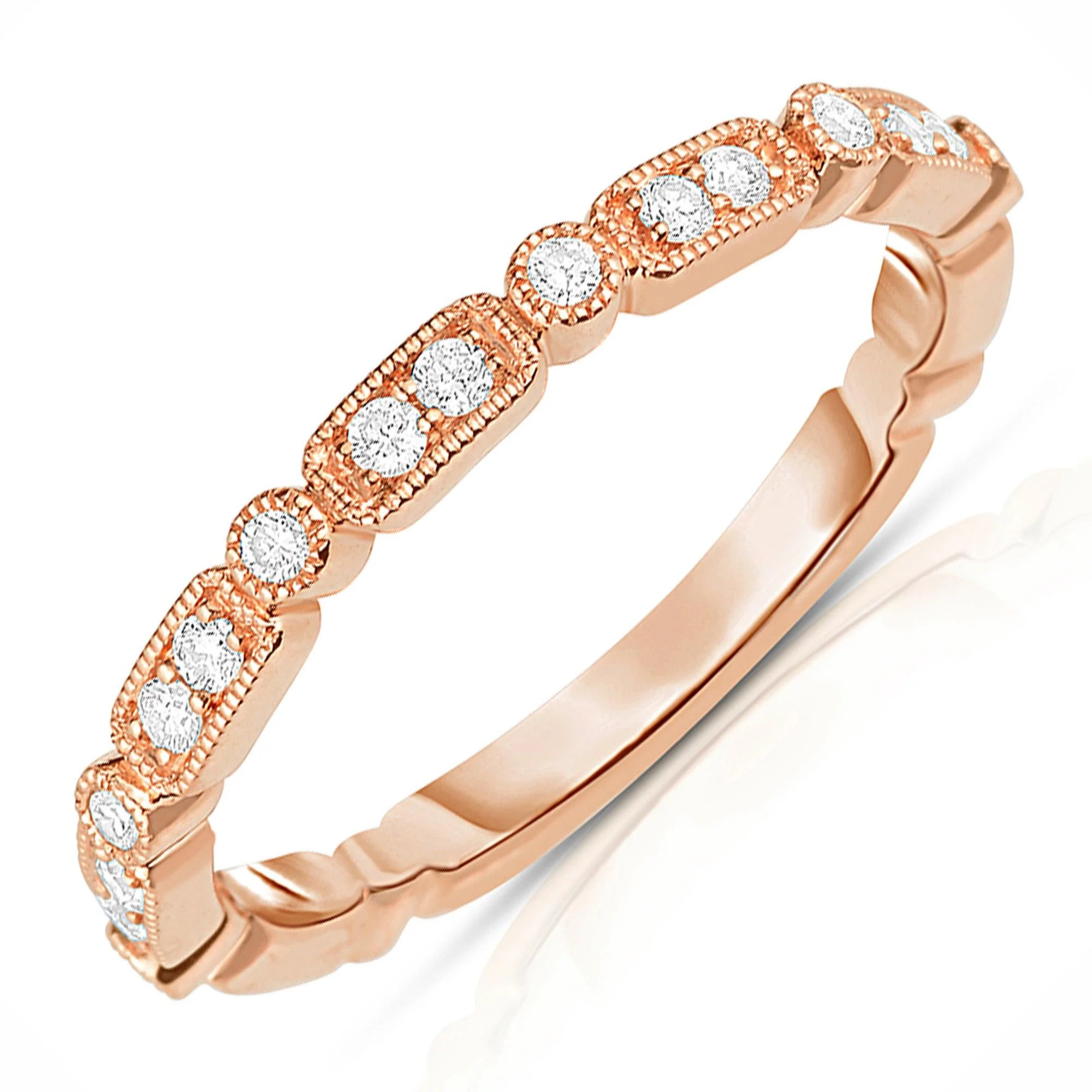 14K Rose Gold Diamond Band