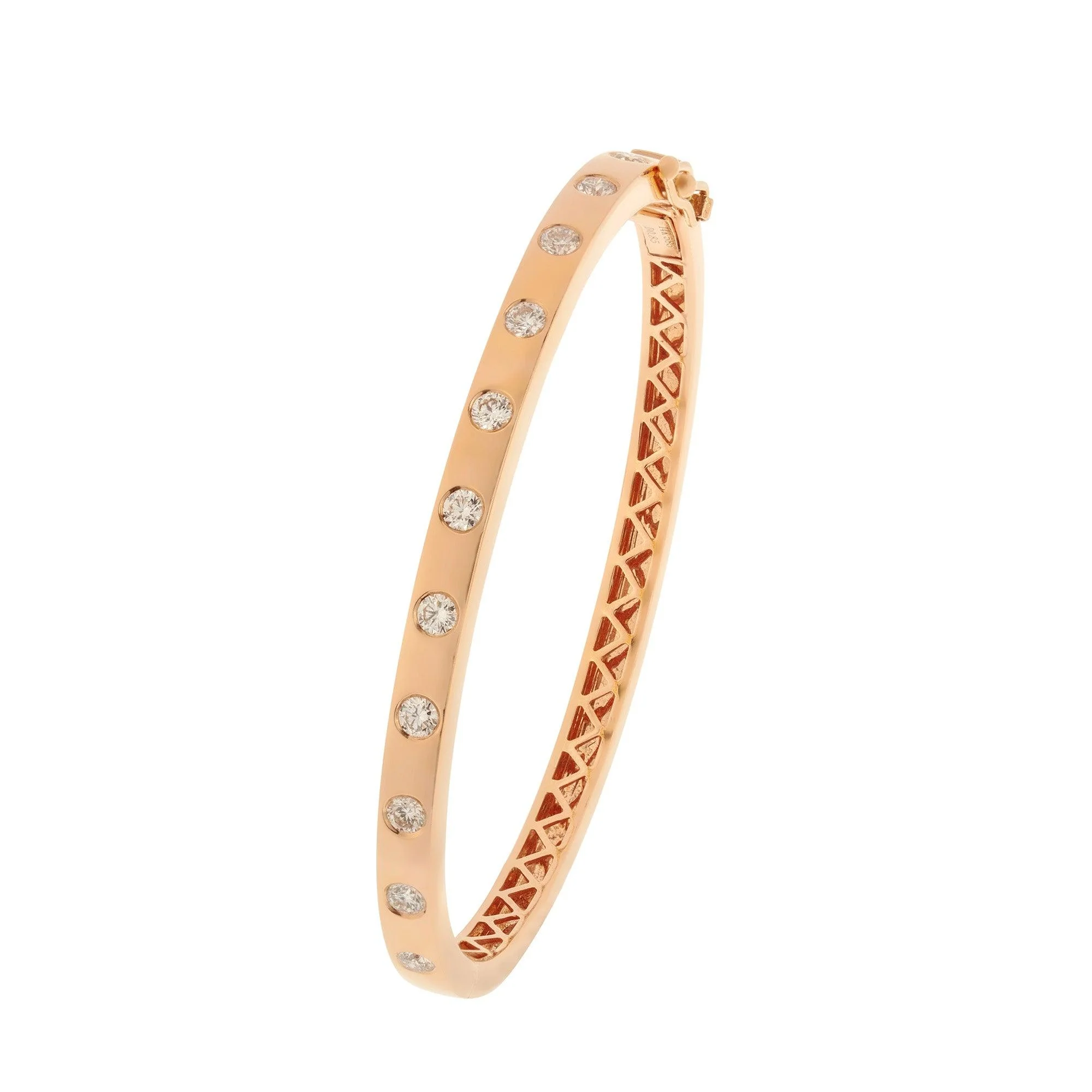 14K Rose Gold Diamond Bangle Bracelet