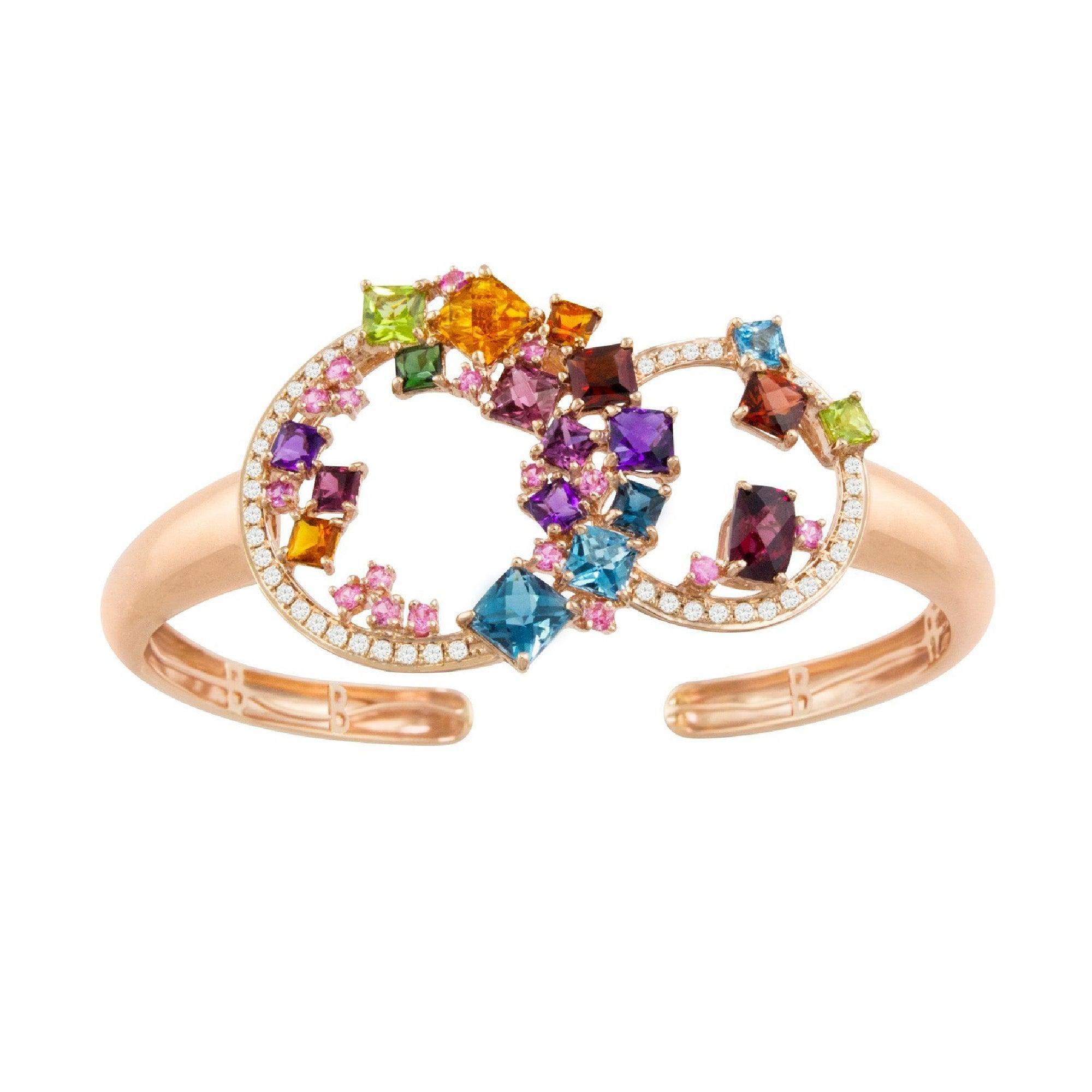 14K ROSE GOLD MULTI GEMSTONE BANGLE BRACELET