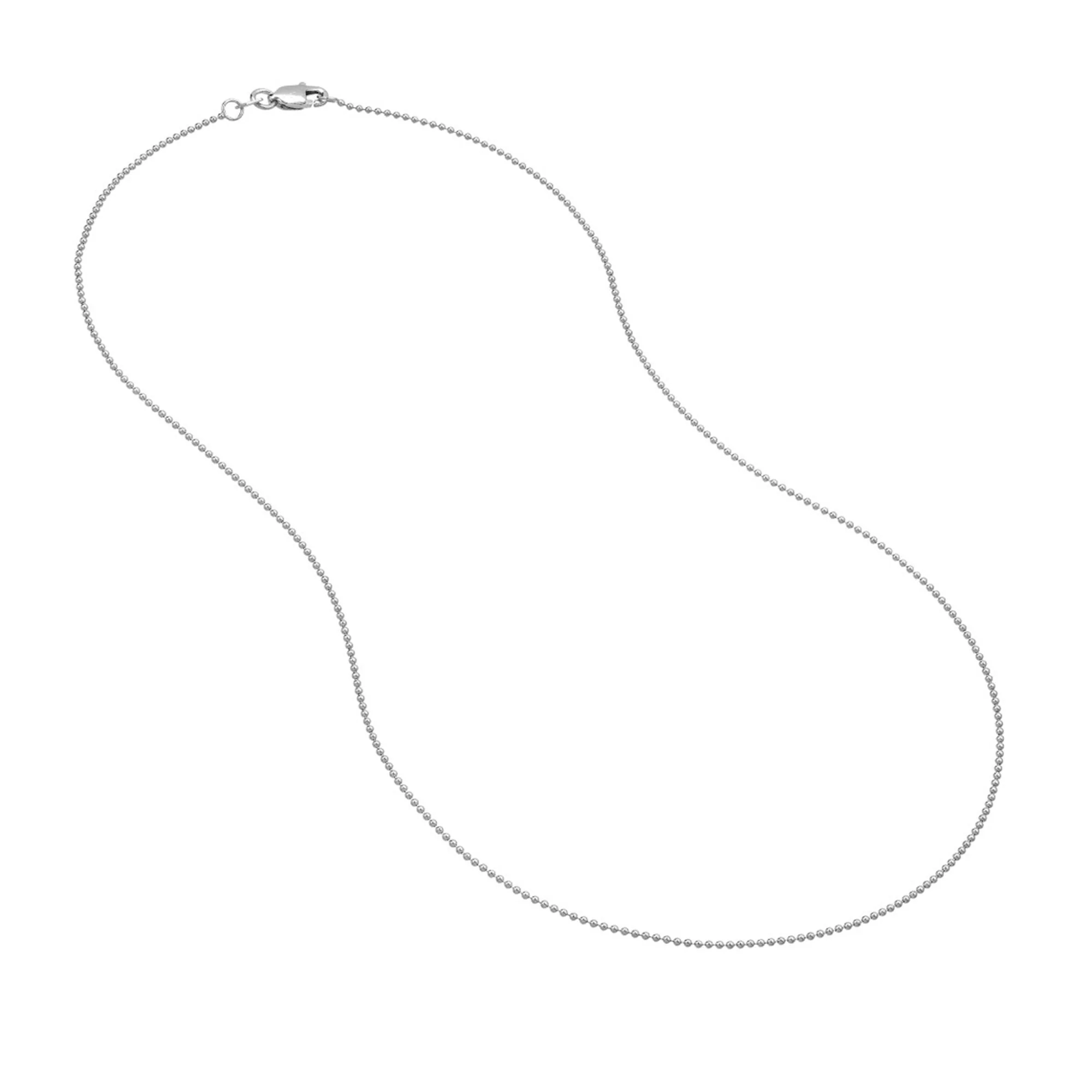 14K White Gold Bead Necklace - Image 3