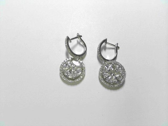 14K White Gold Diamond and Diamond  and Diamond Earrings
