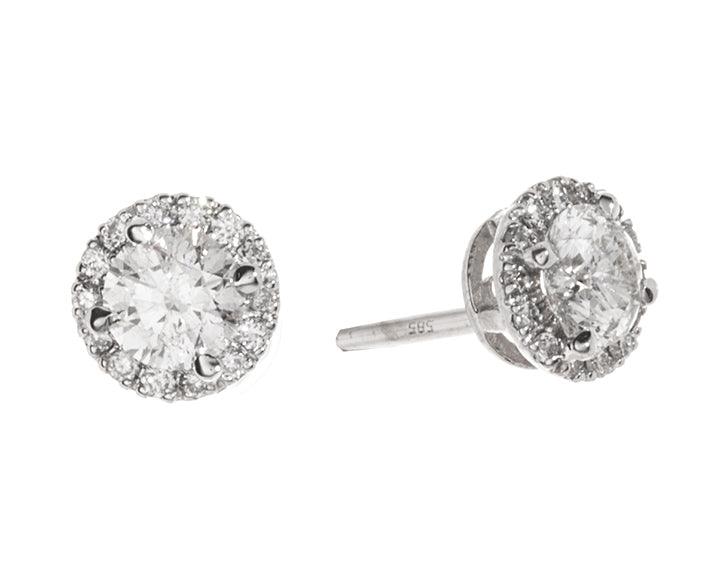 14K White Gold Diamond and Diamond  Earrings - Image 2