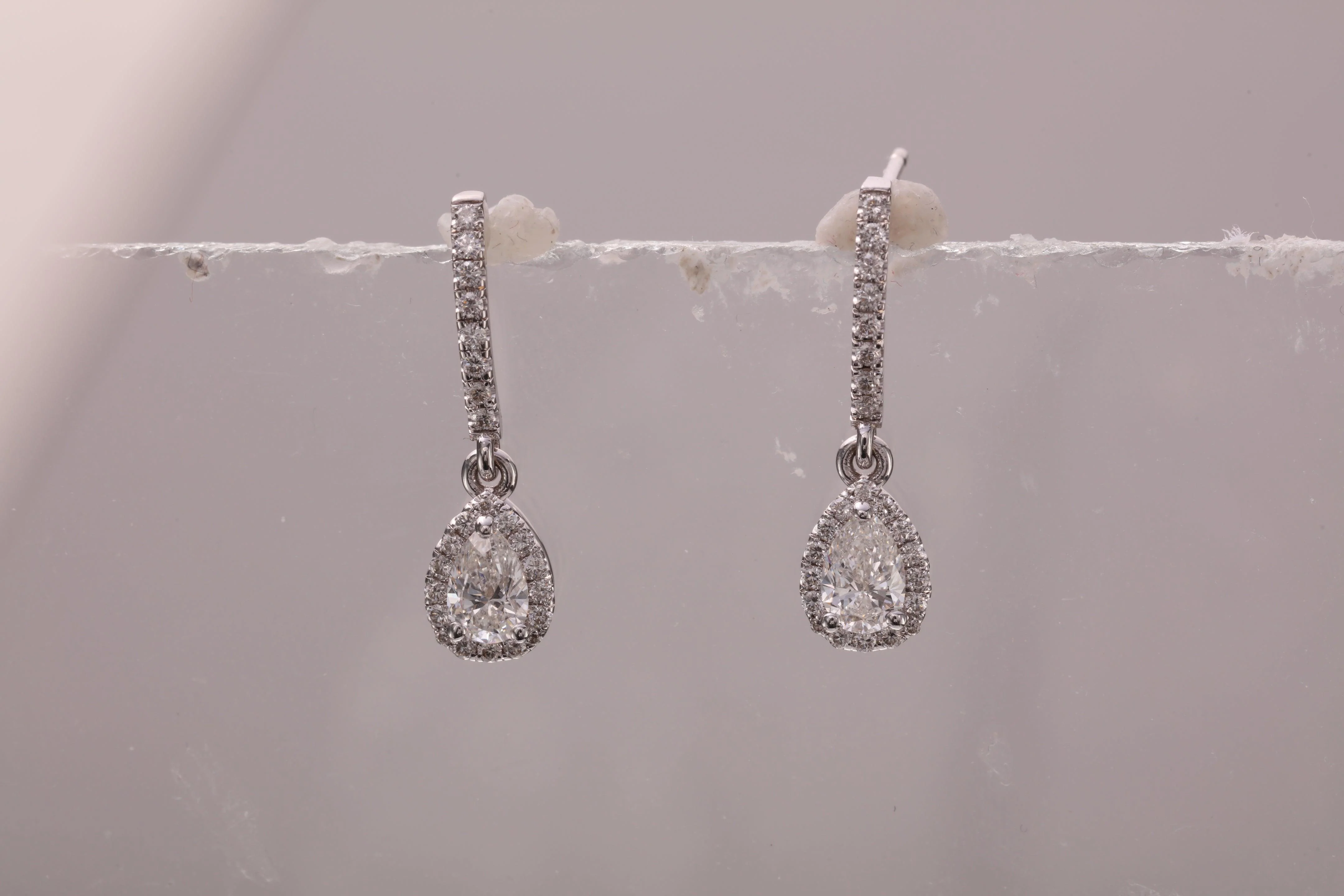 14K White Gold Diamond and Diamond  Earrings - Image 2