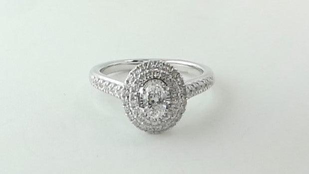 14 KARAT GOLD DIAMOND DOUBLE HALO ENGAGEMENT RING