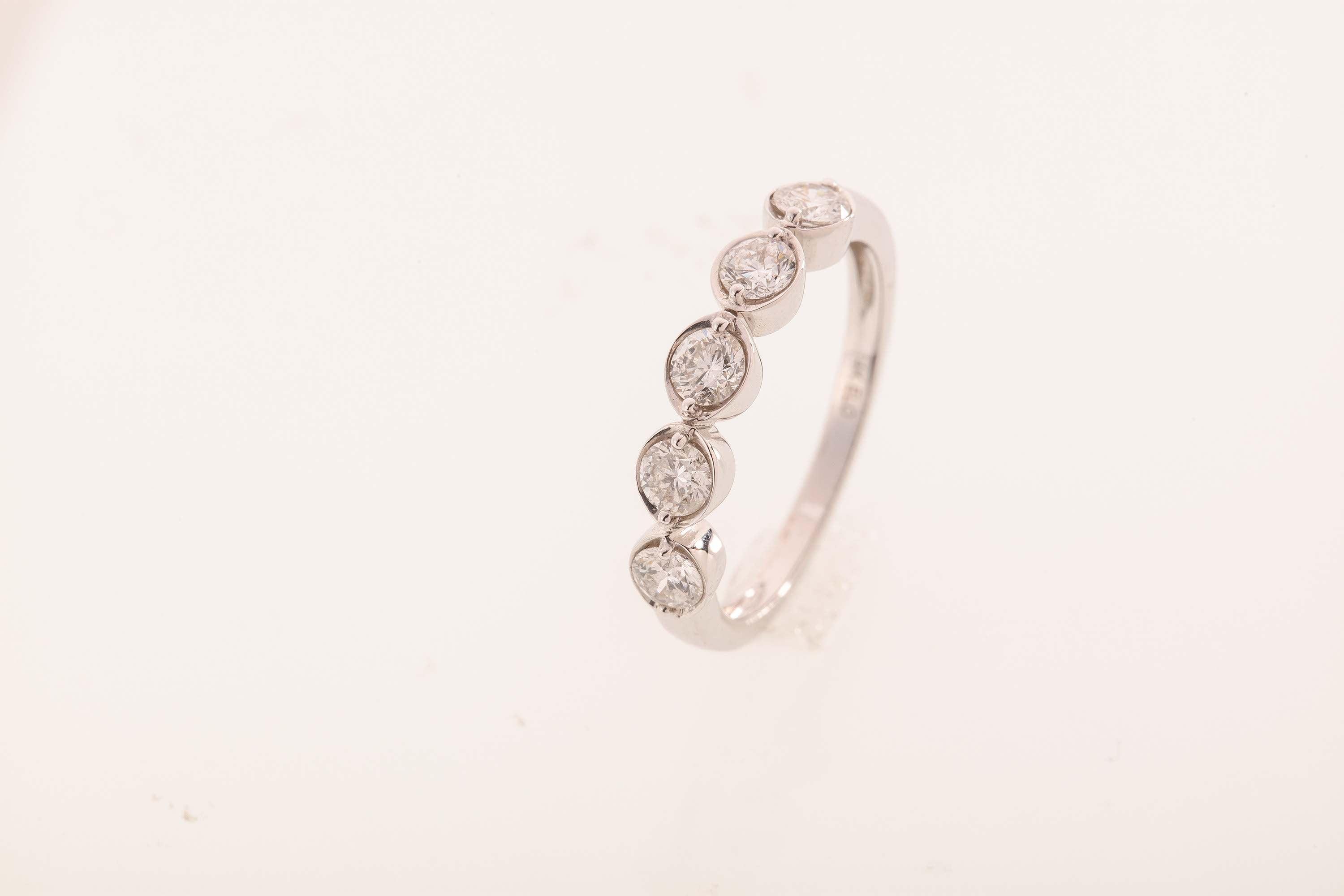 14K White Gold Diamond Band - Image 2