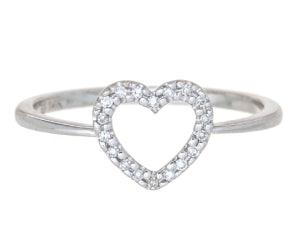 14K White Gold Diamond Heart Ring - Image 2