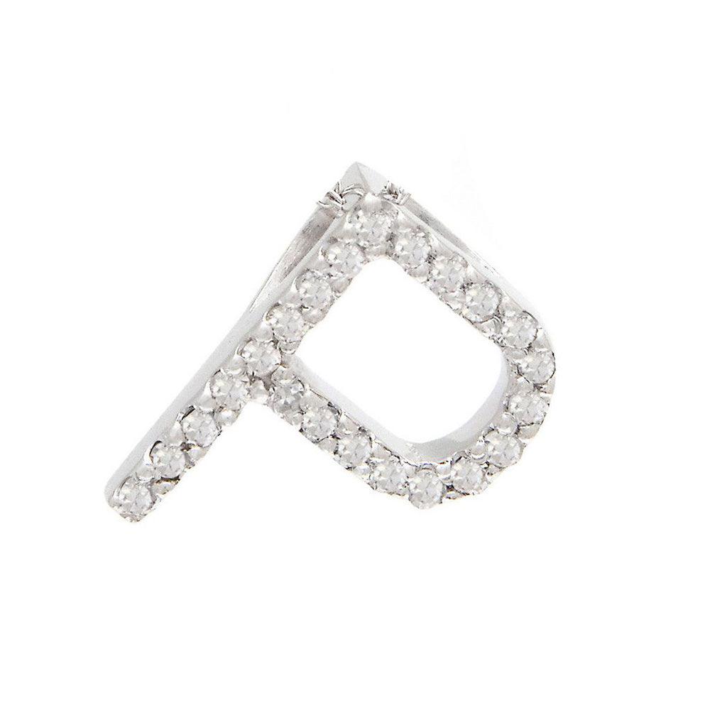 14K WHITE GOLD DIAMOND INITIAL NECKLACE - Image 3