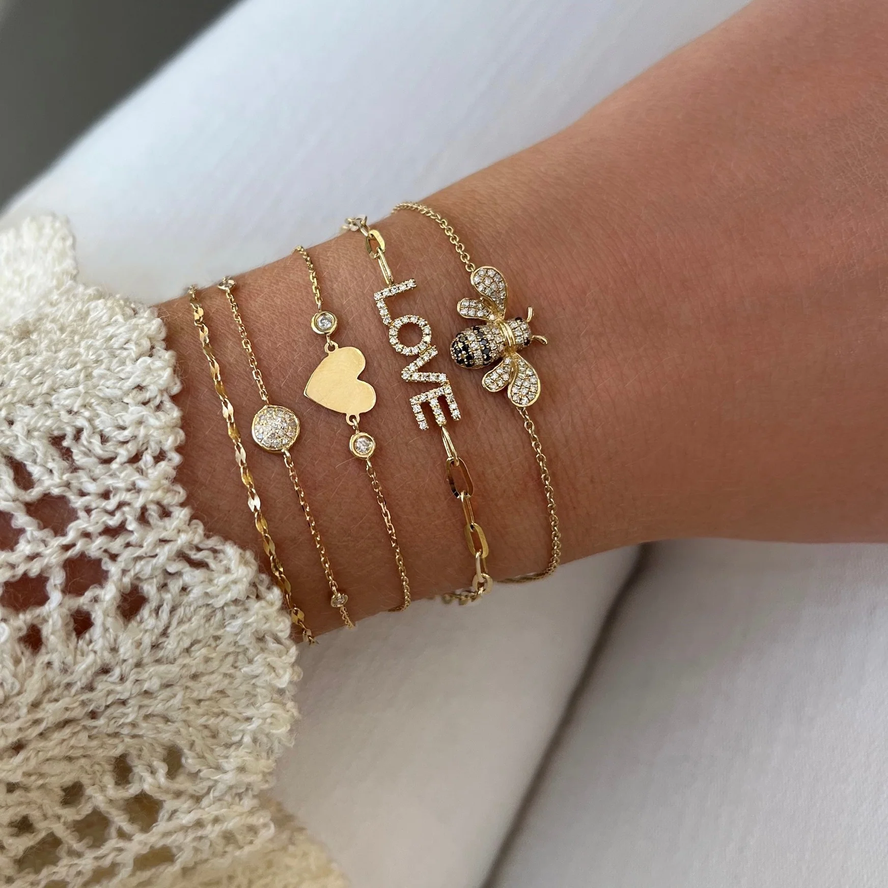 14K Yellow Gold and Diamond LOVE Bracelet - Image 2