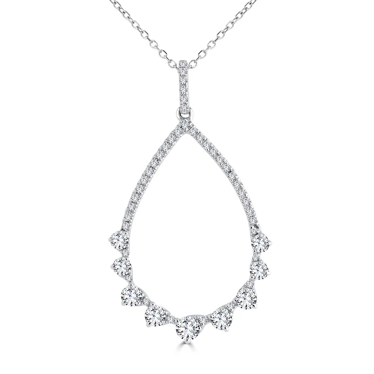 14K Gold White Gold 0.67CTTW Diamond Pendant with Chain NECKLACE - Image 3
