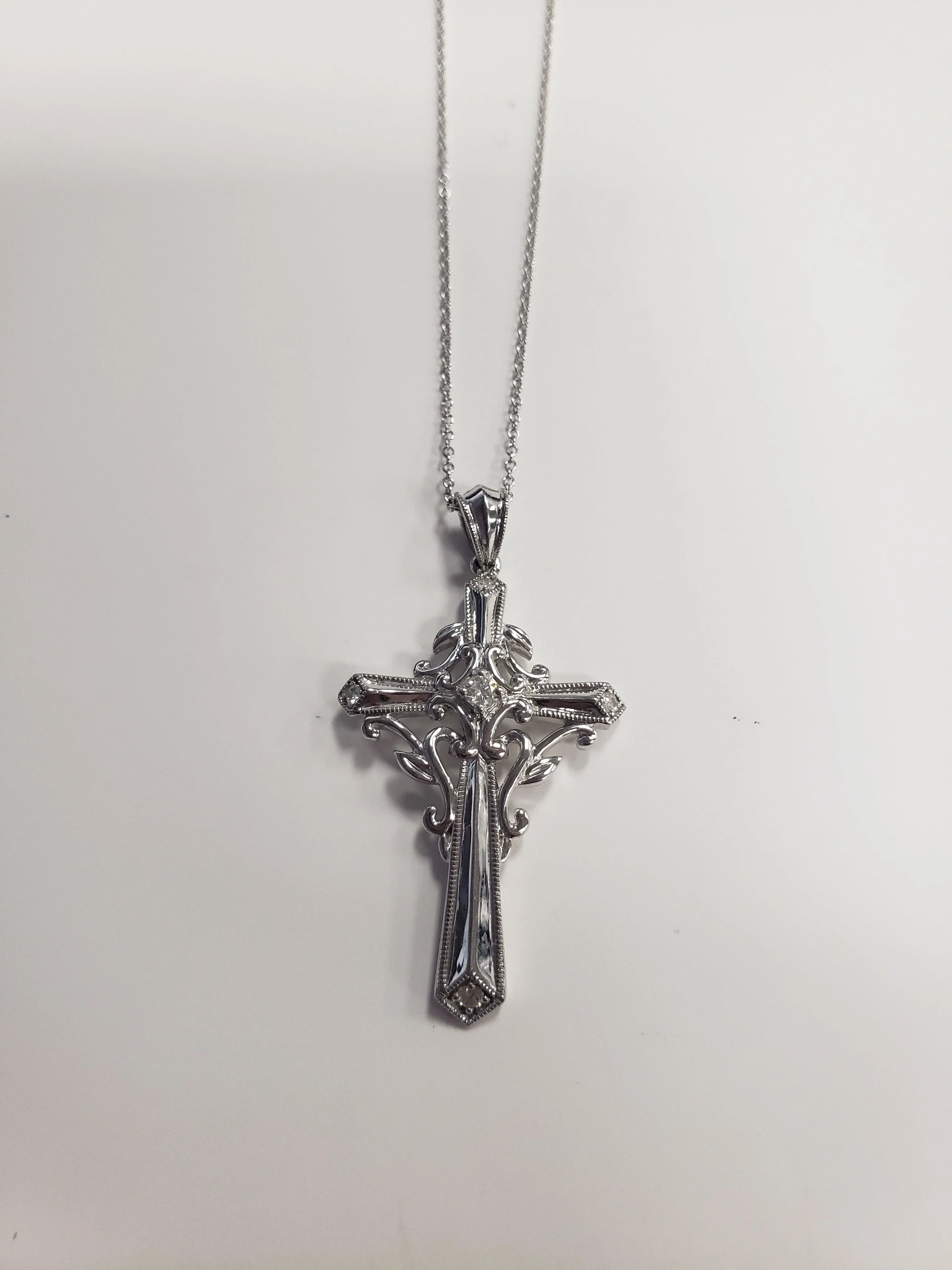 14K White Gold Diamond Necklace - Image 2