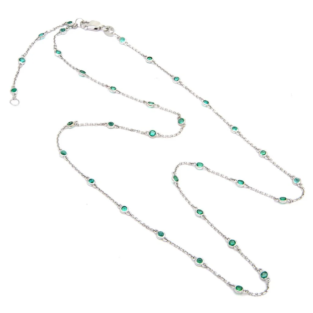 14K White Gold Emerald Necklace