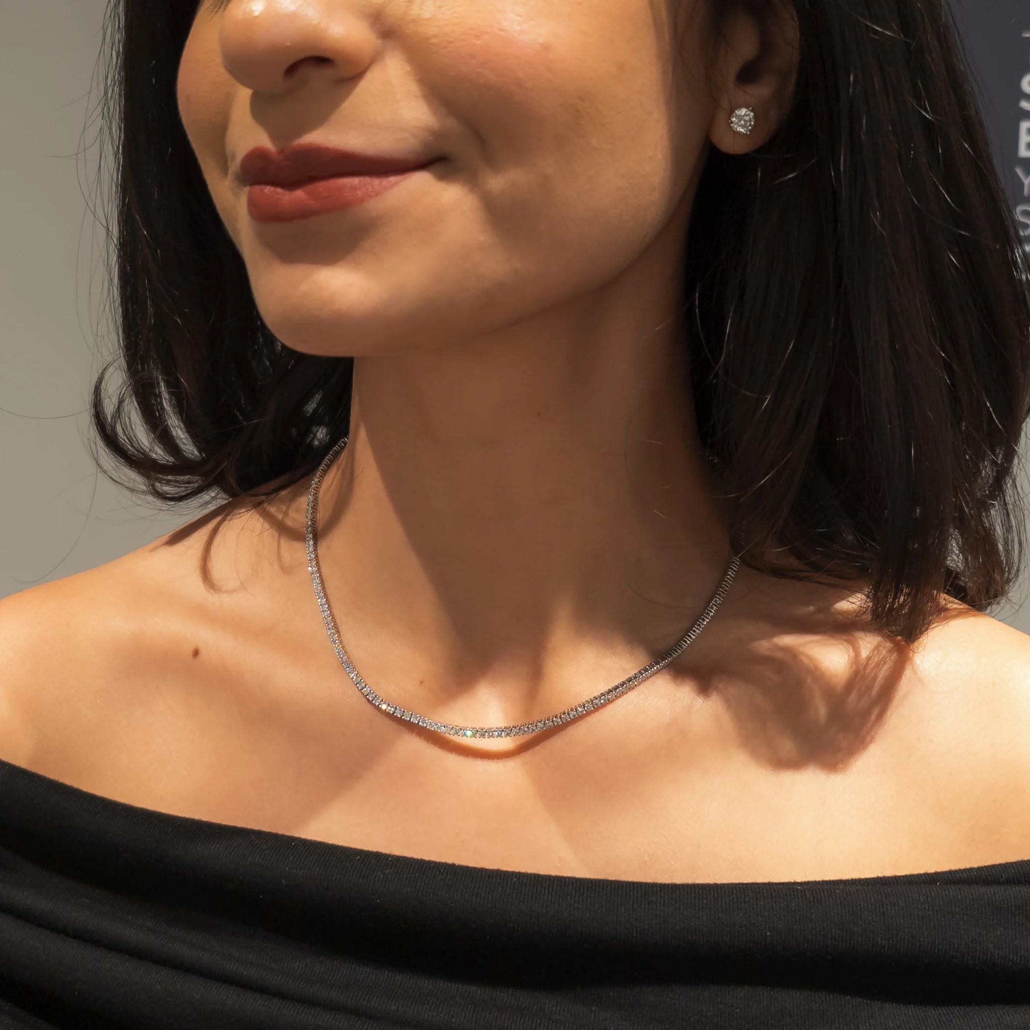14K WHITE GOLD LAB GROWN DIAMOND ETERNITY NECKLACE - Image 2