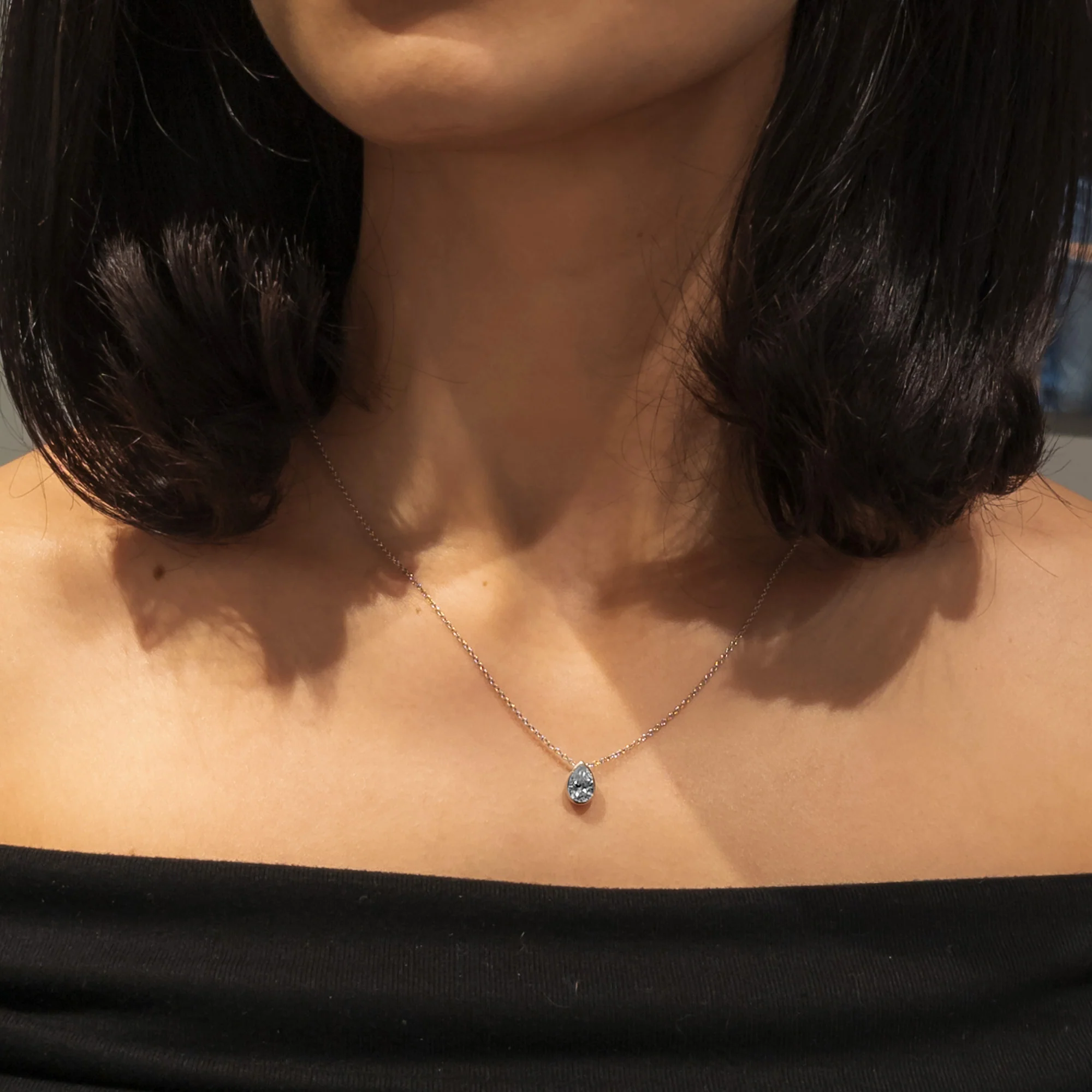 14K WHITE GOLD LAB GROWN DIAMOND PENDANT NECKLACE - Image 2