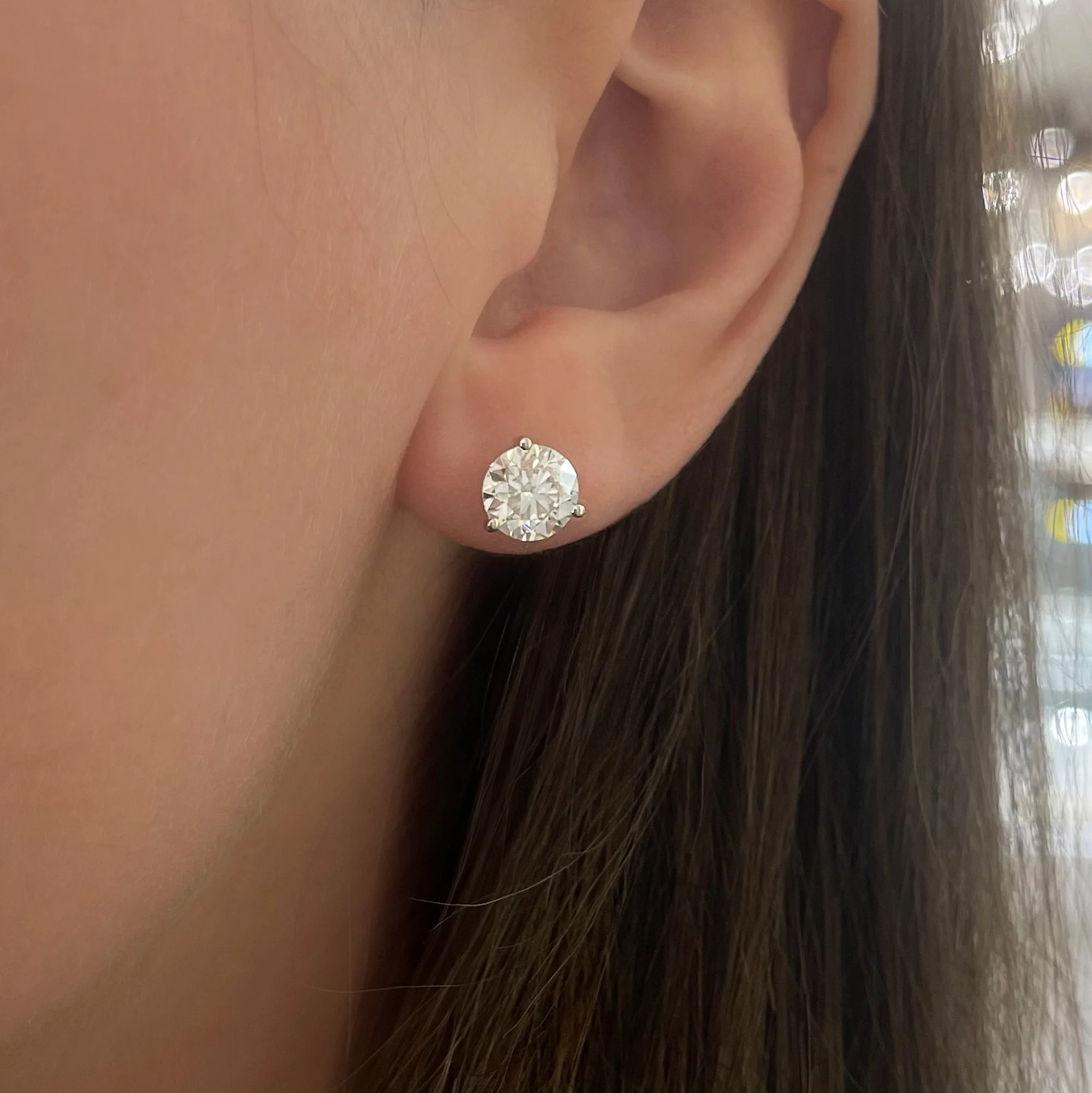 14K White Gold Lab Grown Diamond Stud Earrings - Image 2