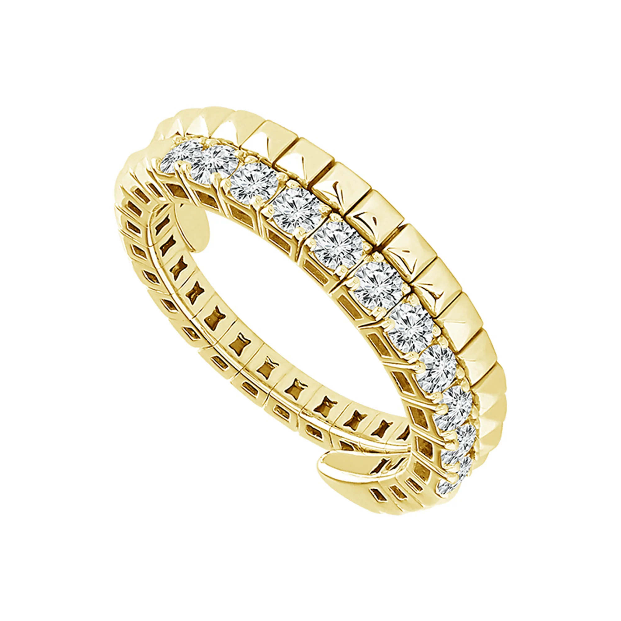 Titanium Two-Row Diamond Flex Ring in 14K Yellow Gold, 0.50cttw