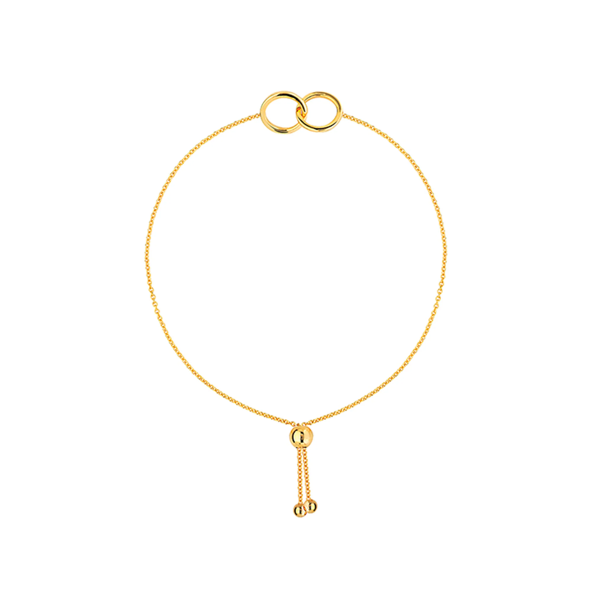 14K Yellow Gold Adjustable Interloping Circle Bracelet