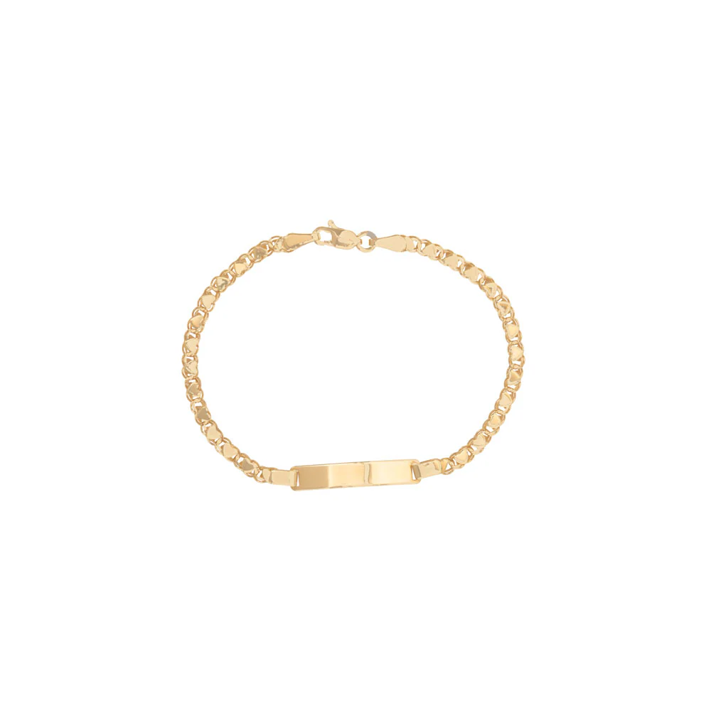 Children's Heart Link ID Bracelet in 14K Yellow Gold