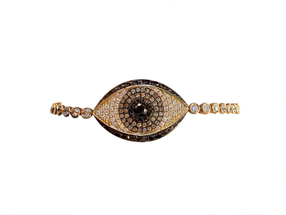 14K Yellow Gold Diamond Eye Bracelet