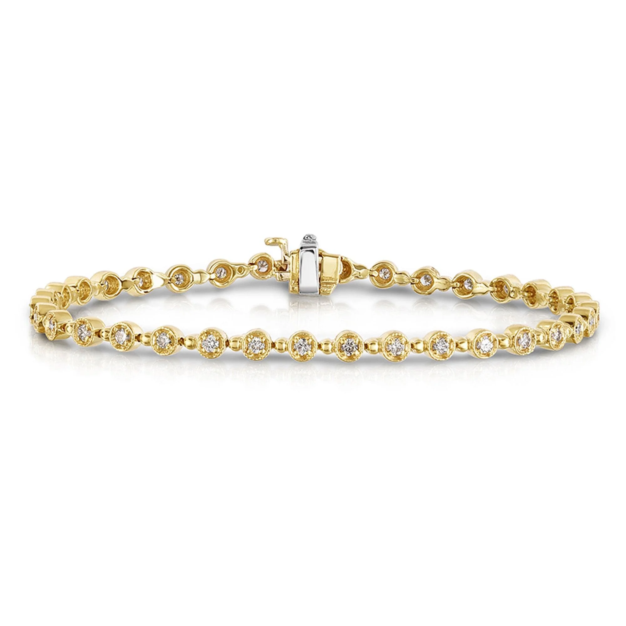 14K Yellow Gold Round Diamond Bracelet