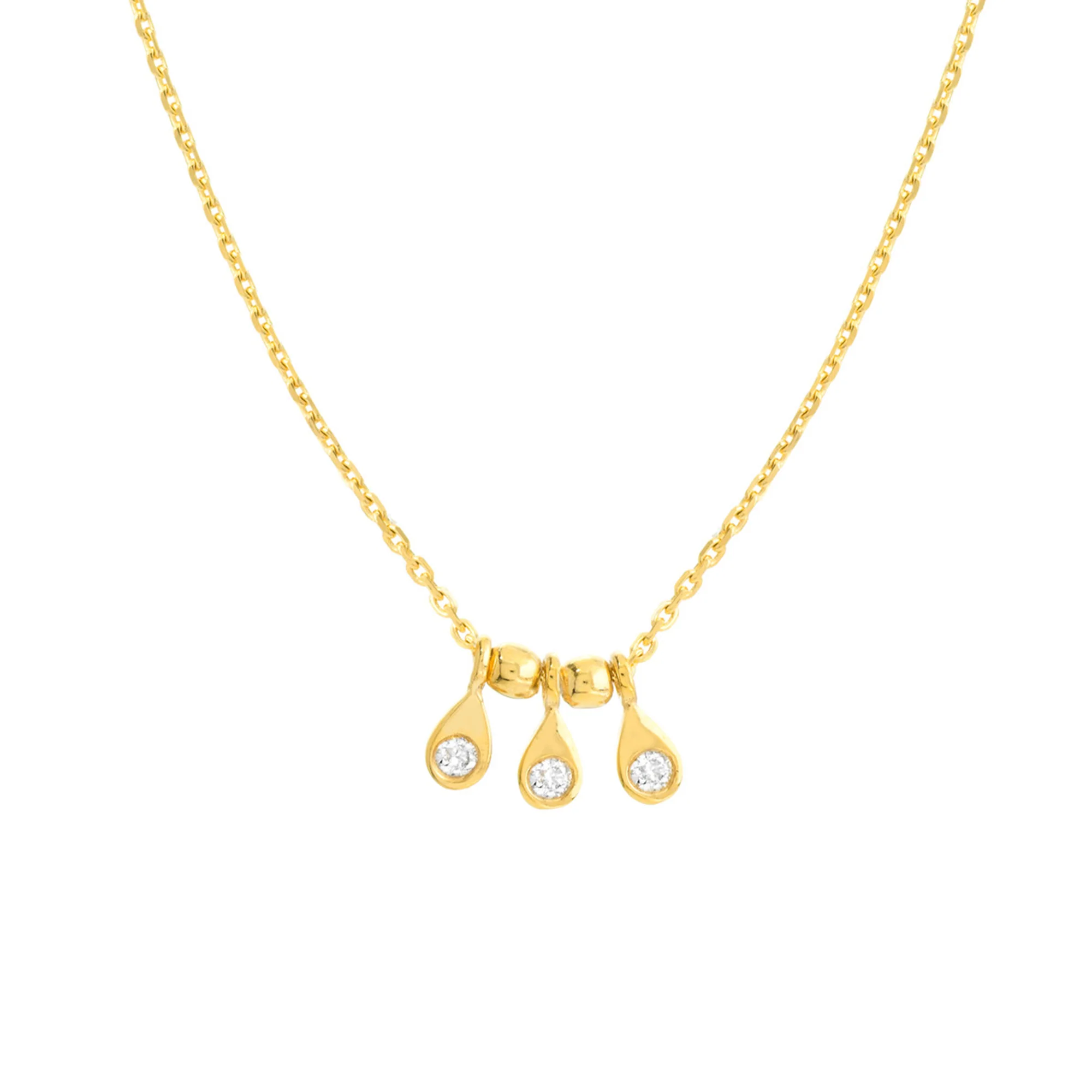 14K Yellow Gold Diamond Drop Necklace