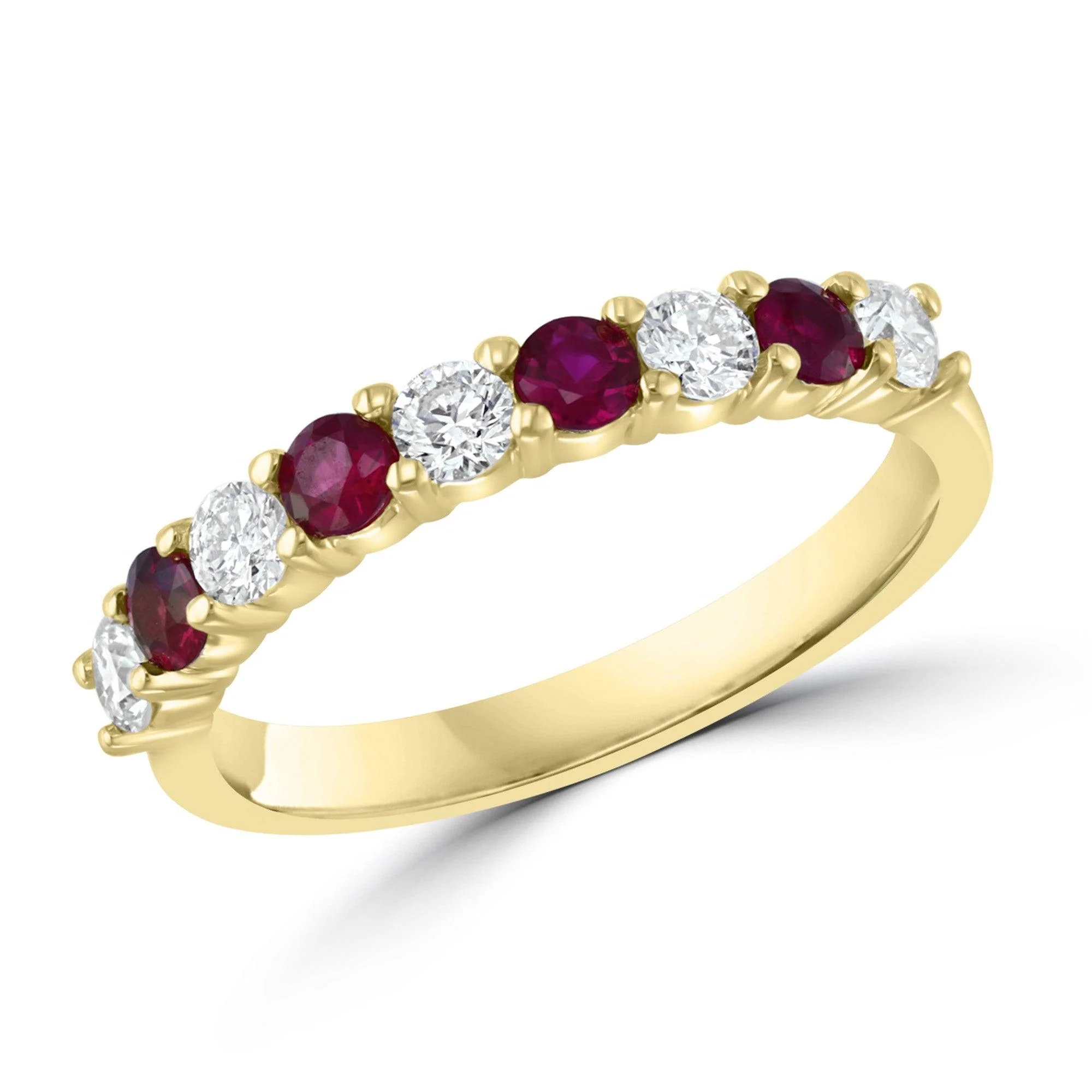 14K Yellow Gold Ruby and Diamond  Band