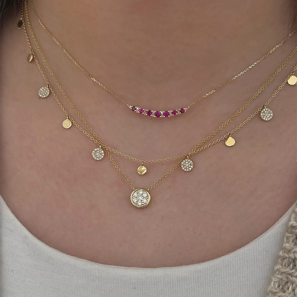 14K Yellow Gold Ruby and Diamond  Necklace - Image 2