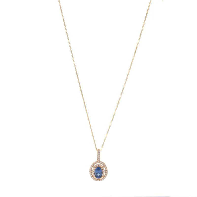 14K Yellow Gold Sapphire and Diamond  Necklace