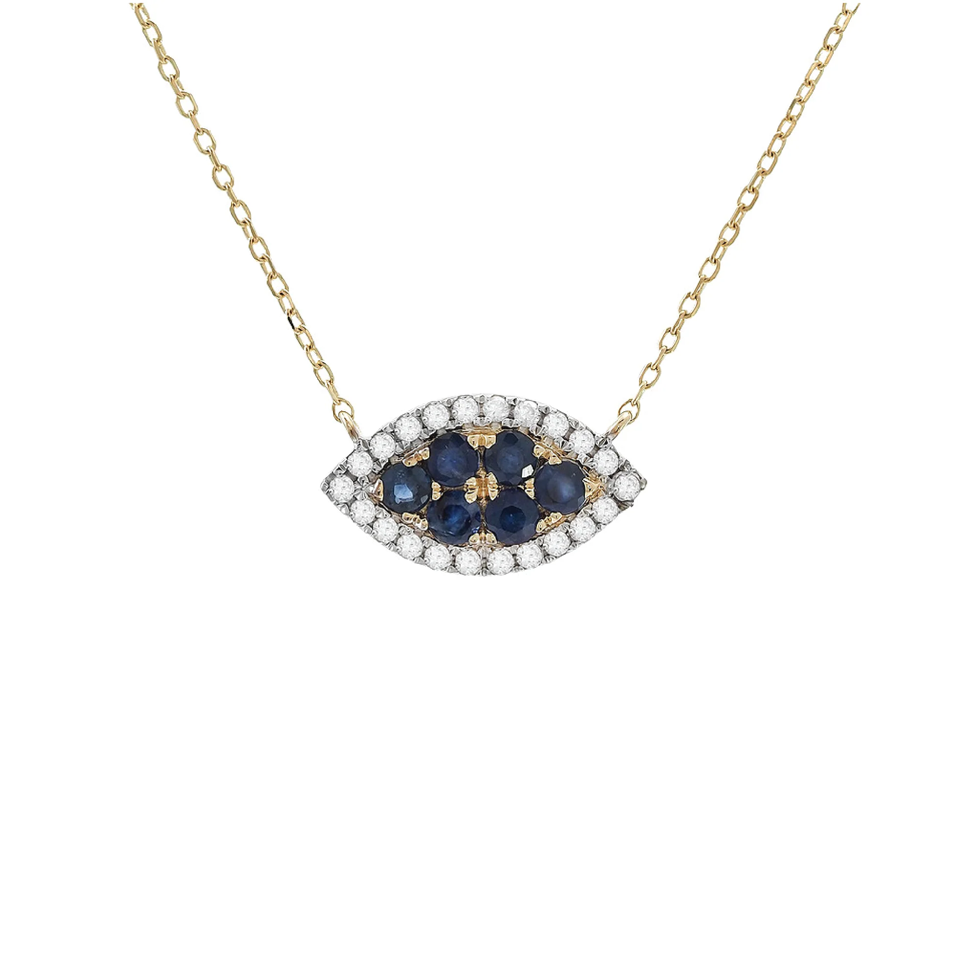 14K Yellow Gold Sapphire and Diamond Necklace