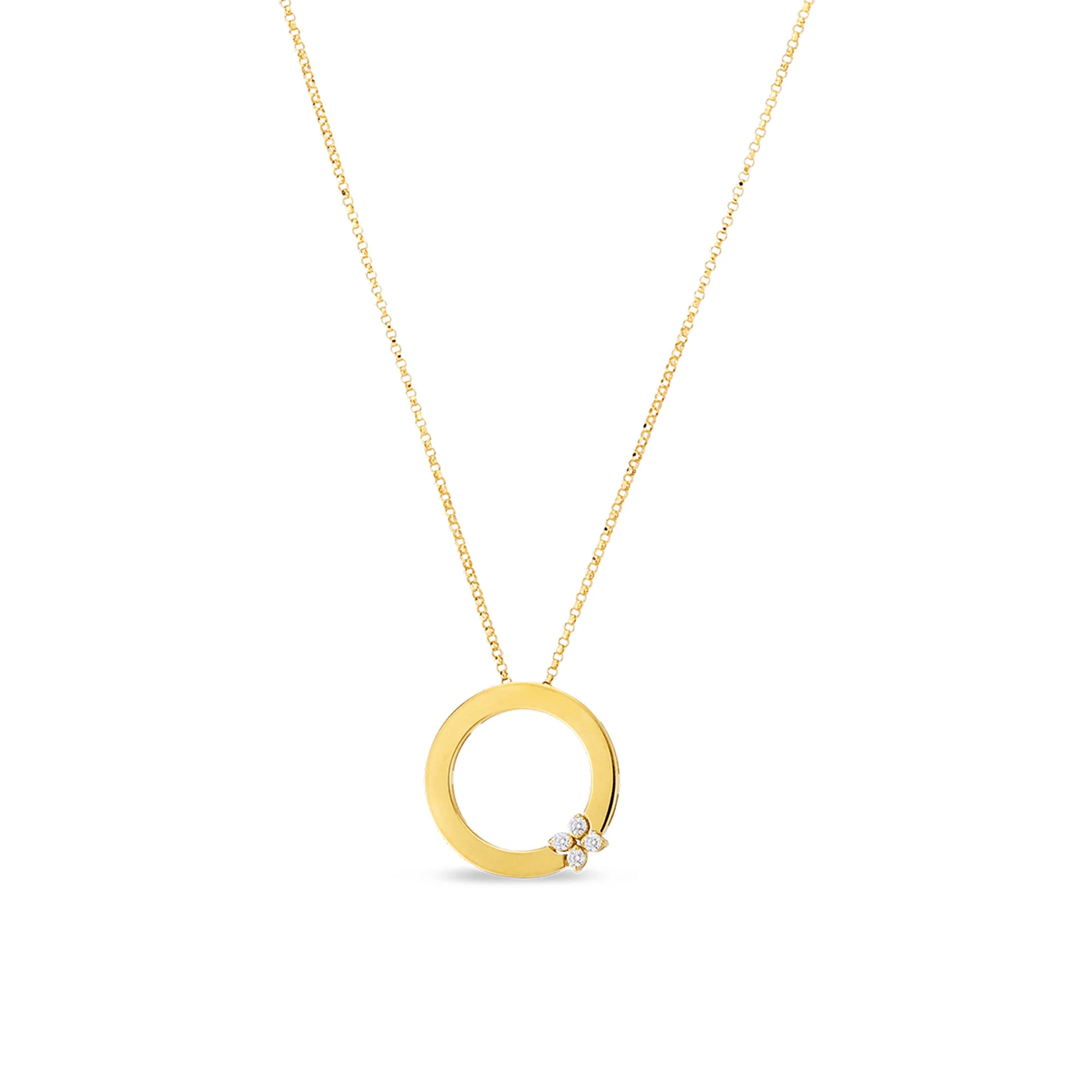 18K Yellow Gold Love in Verona Circle of Life Diamond Flower Necklace