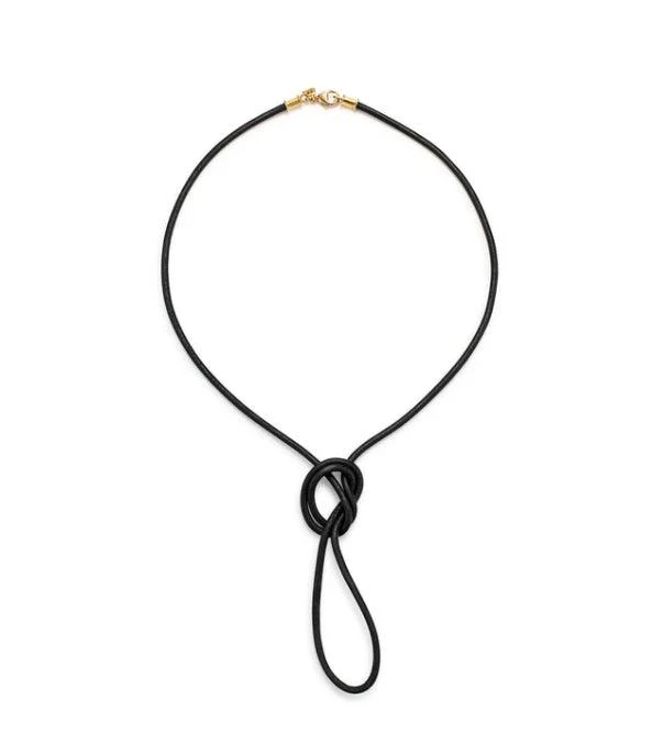 18 KARAT BLACK LEATHER CORD NECKLACE