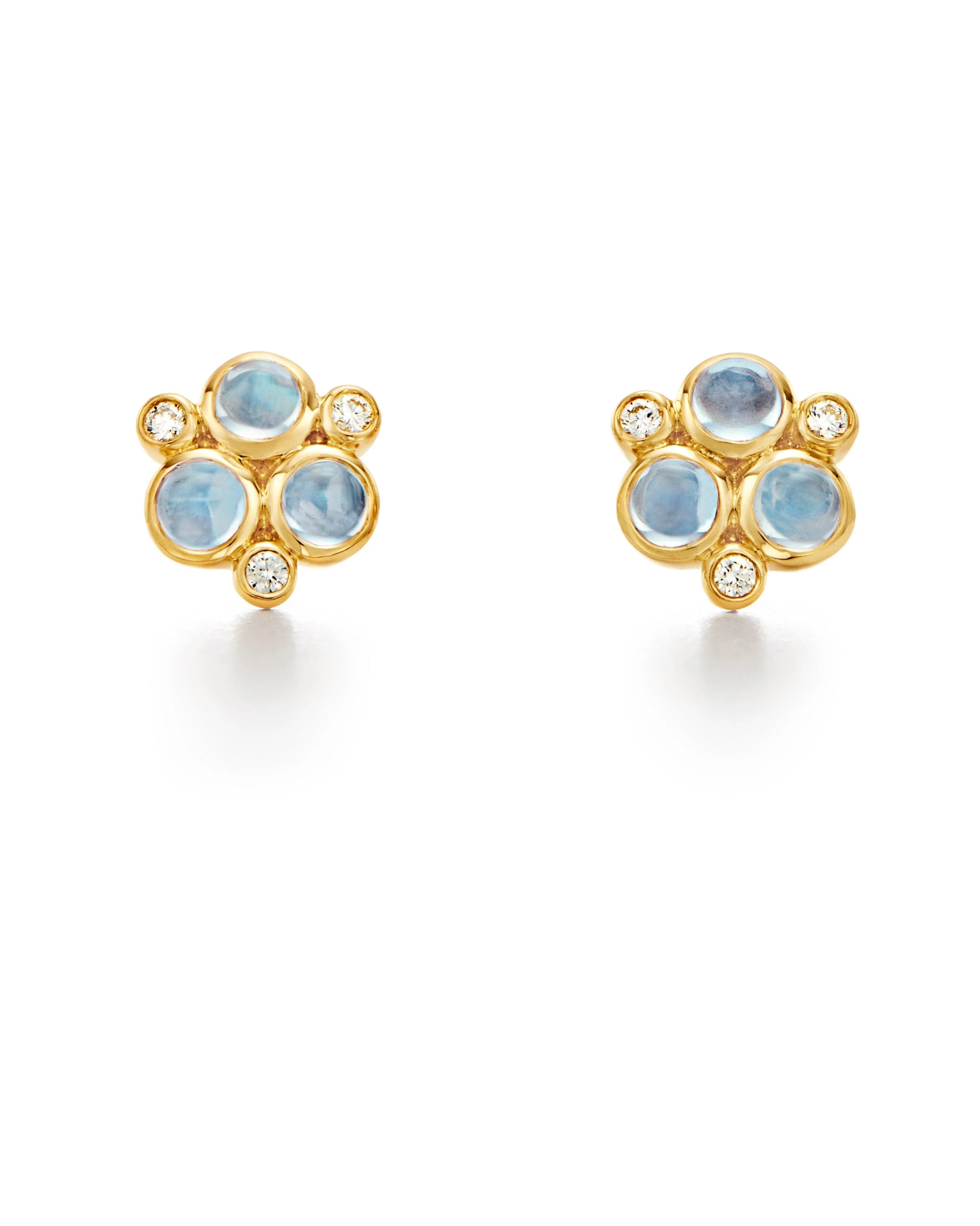 18 KARAT BLUE MOONSTONE AND DIAMOND CLASSIC TRIO EARRINGS - Image 2