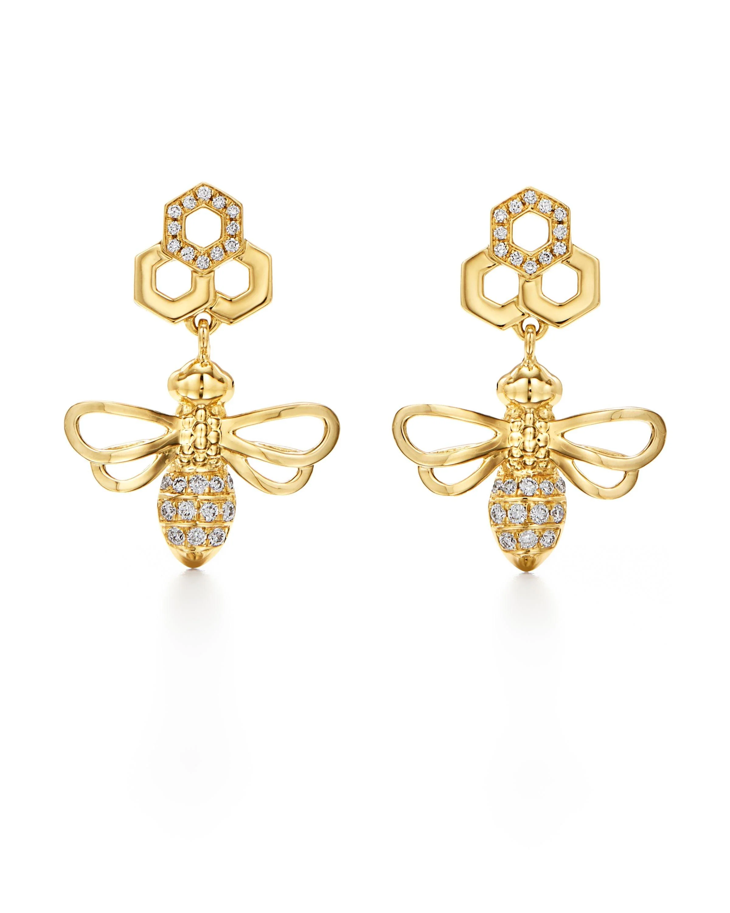 18 KARAT DIAMOND PAVE BEE EARRINGS - Image 2