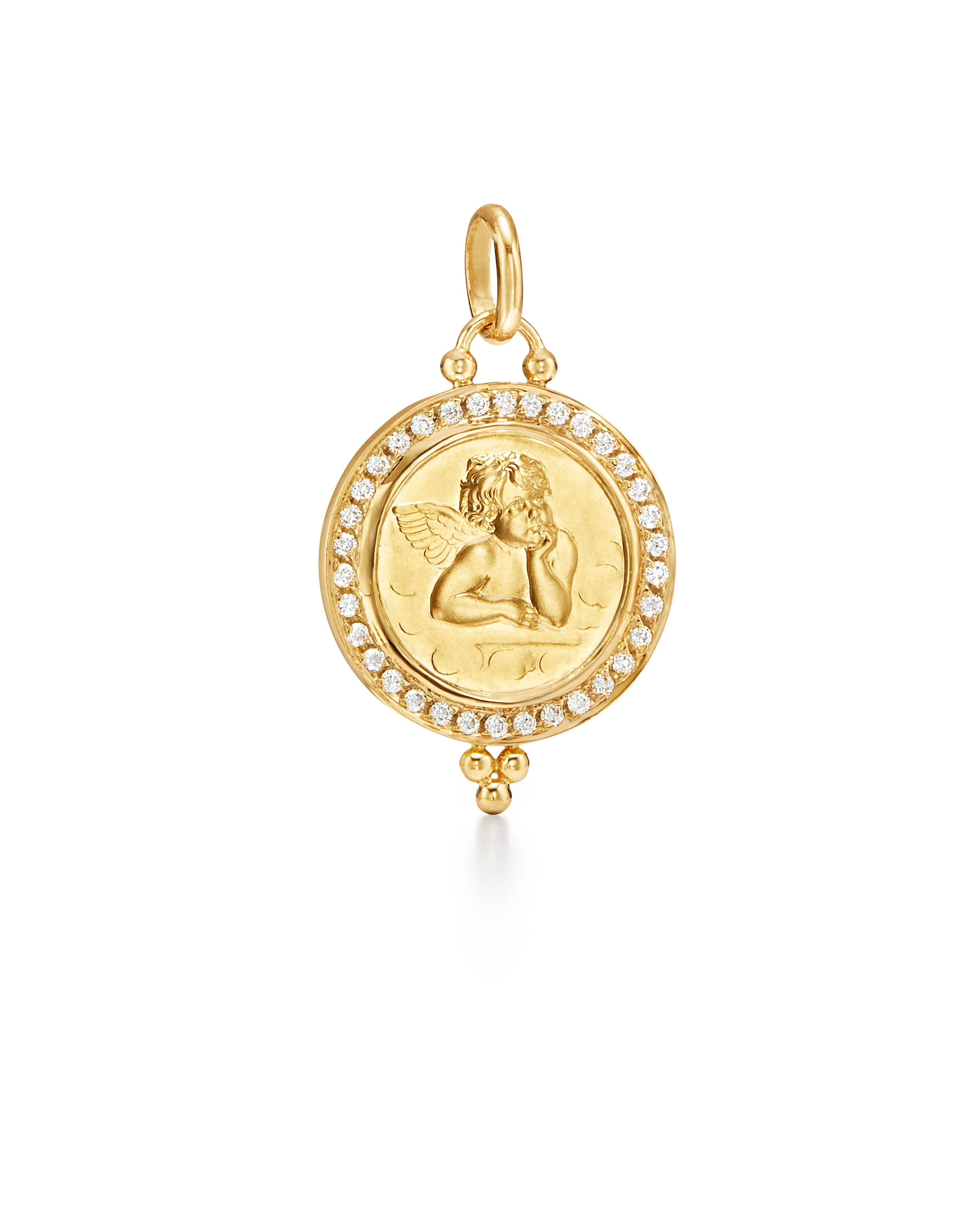 18 KARAT DIAMOND PAVE MEDIUM ANGEL PENDANT