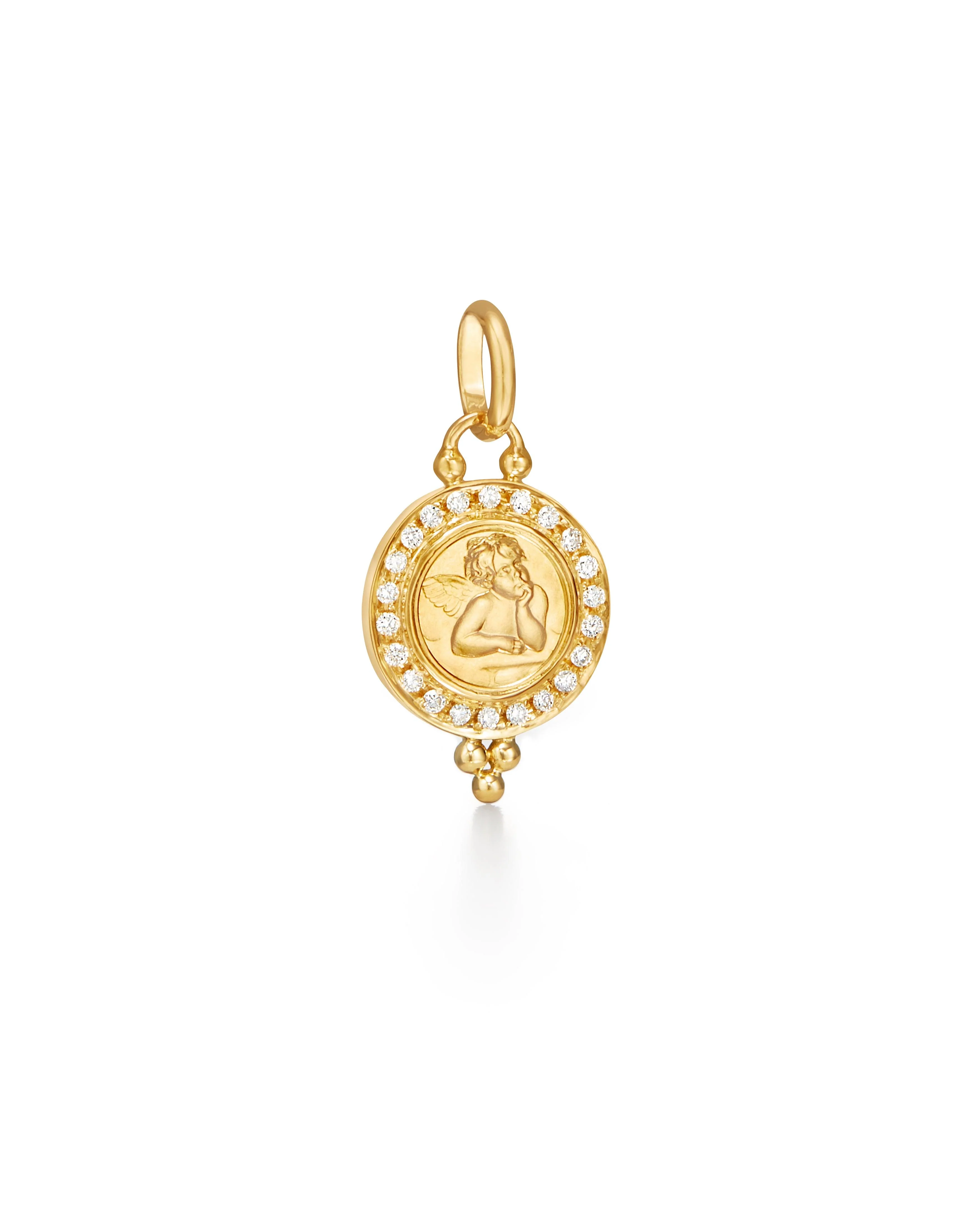 18 KARAT DIAMOND PAVE SMALL ANGEL PENDANT