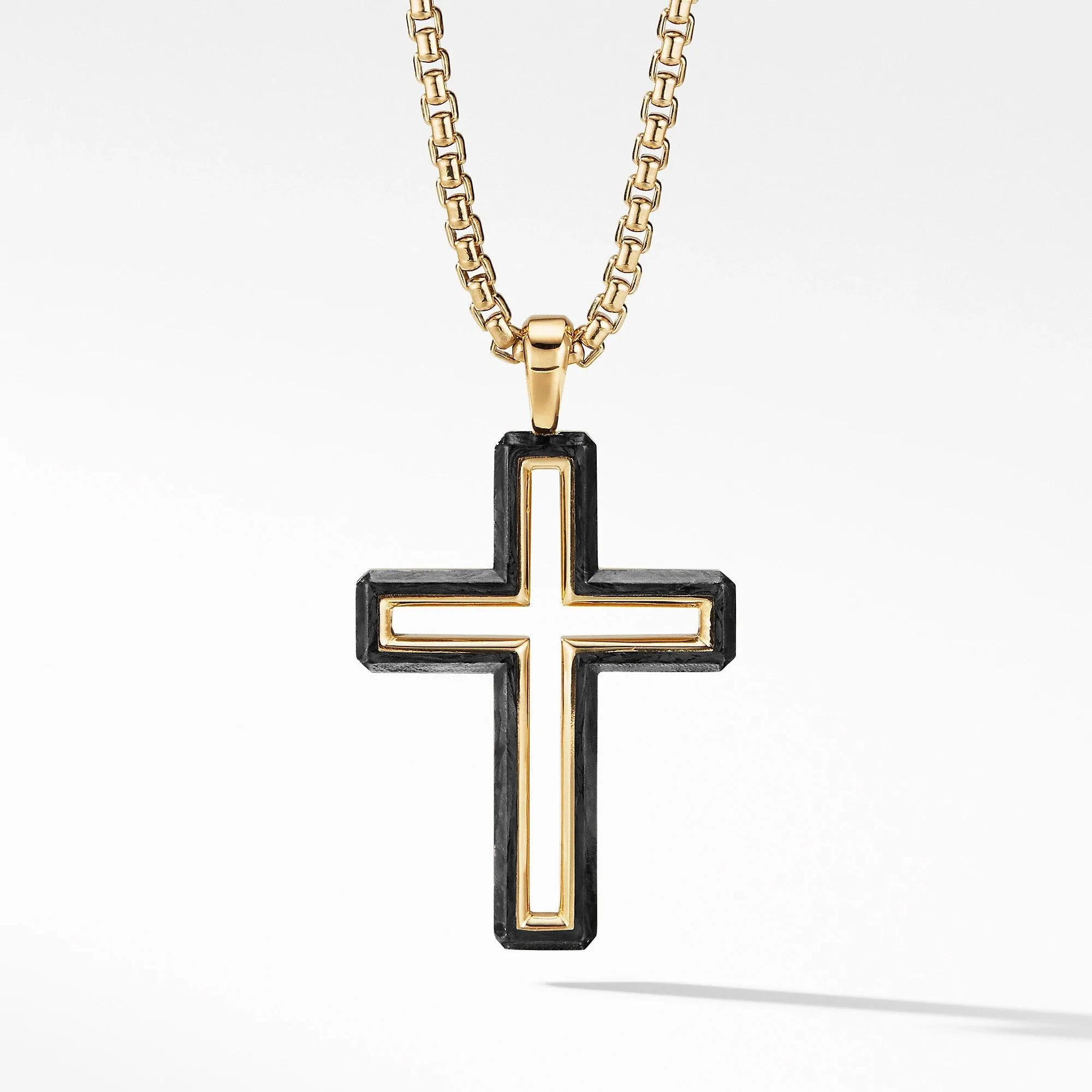 18K GOLD FORGED CARBON CROSS PENDANT